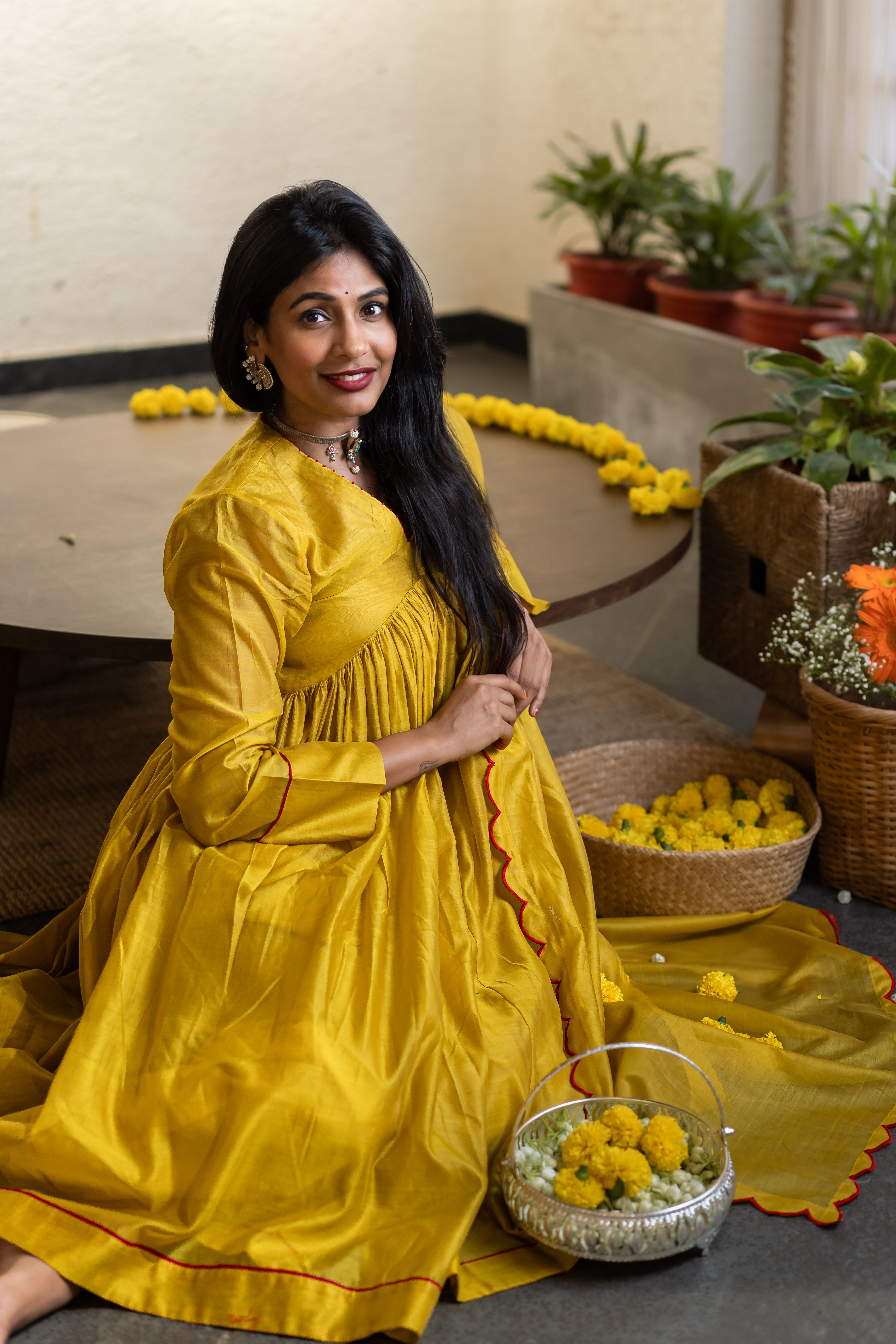 Gherewala Kurta set- Citrine Yellow