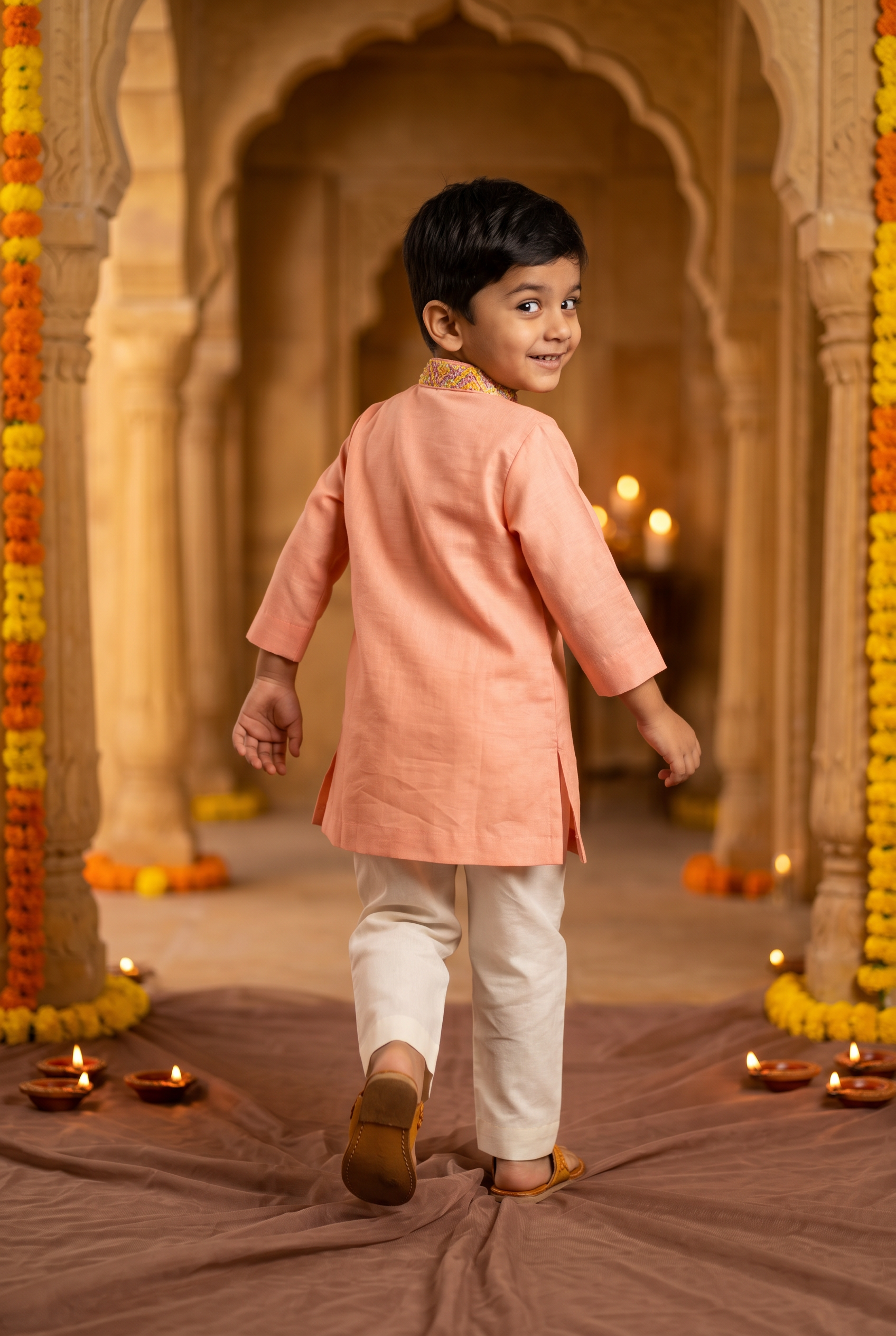 Frechknot Kurta Set- Pink
