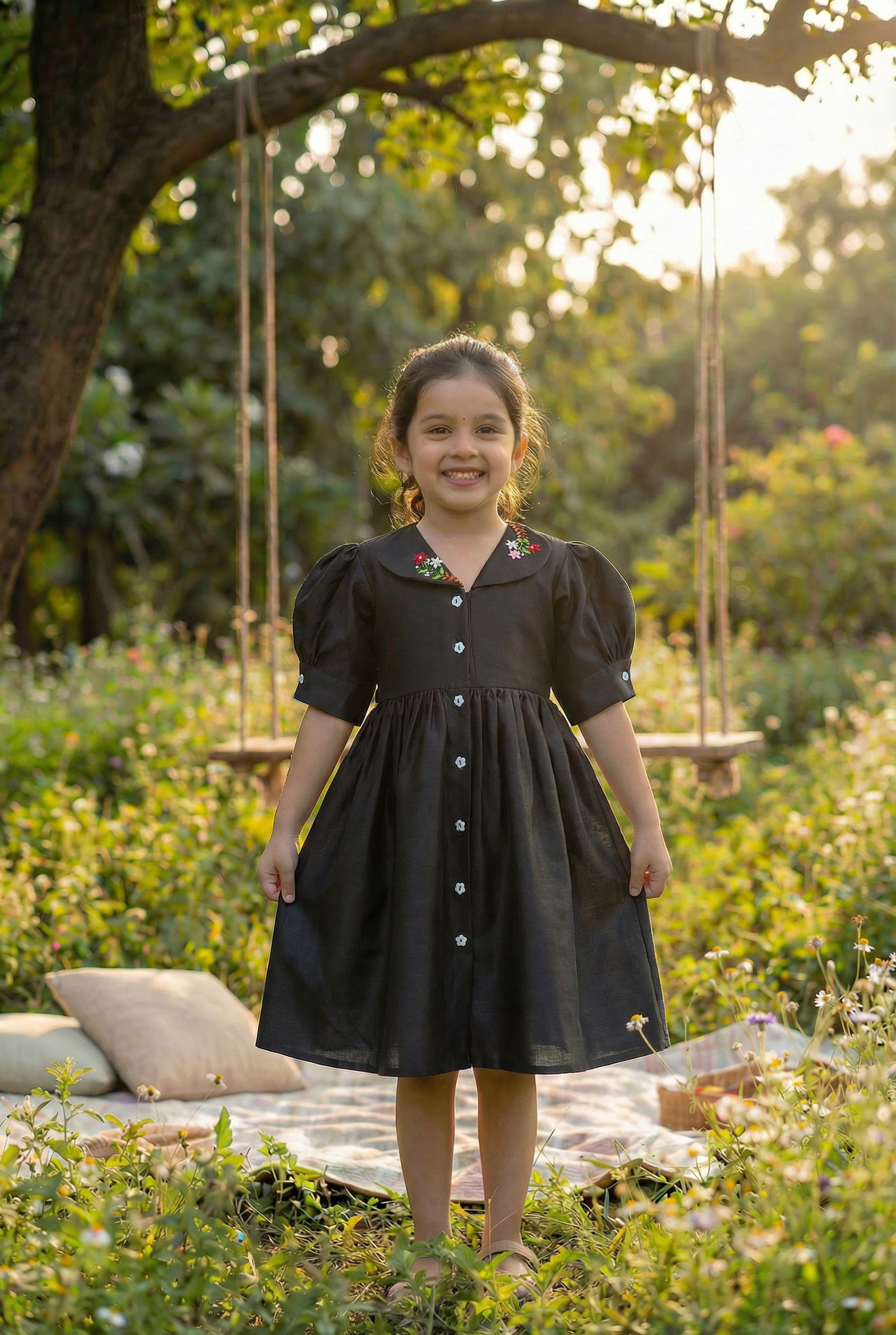 Embroidered Collar Shirt Dress