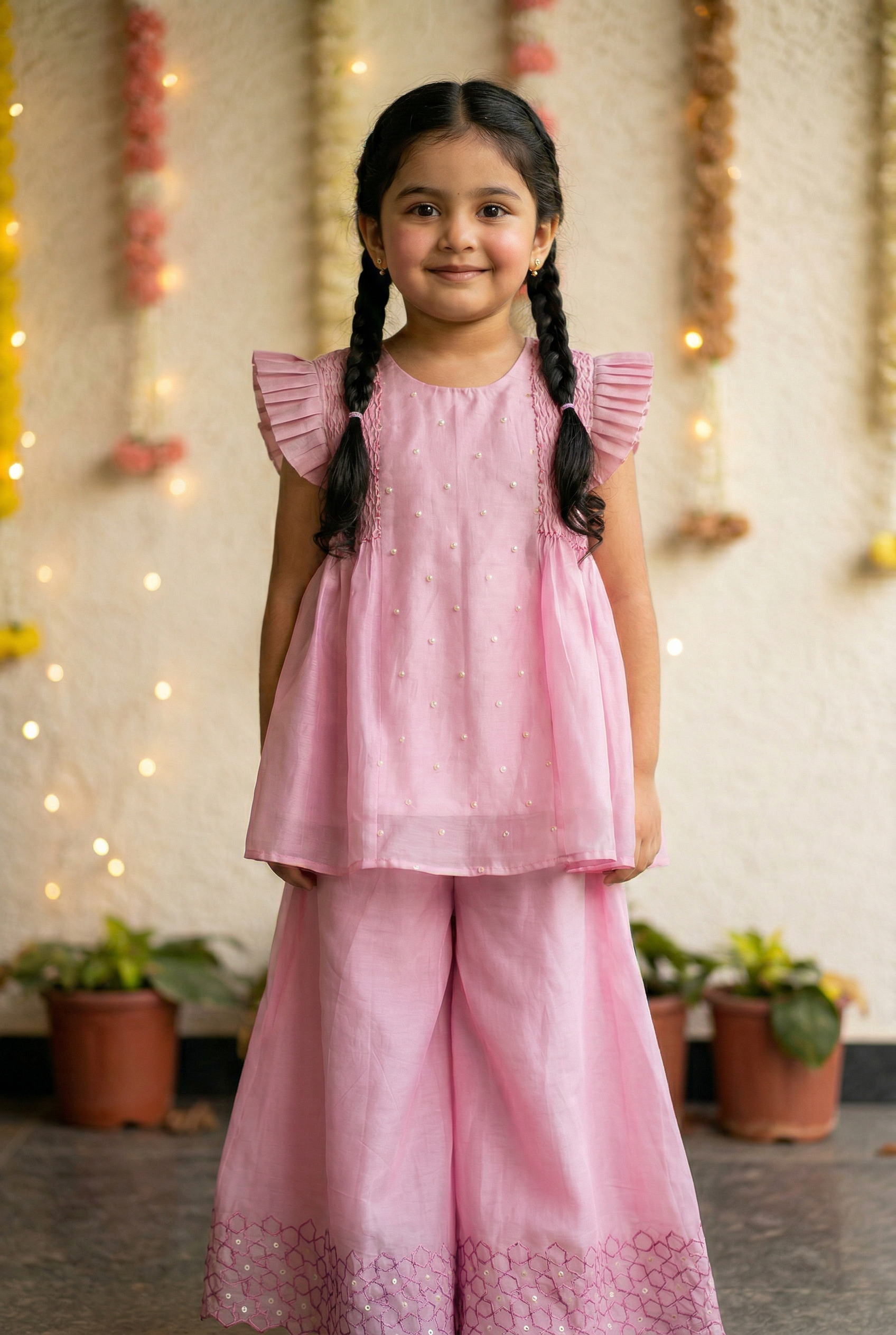 Geometric sharara-Candy pink
