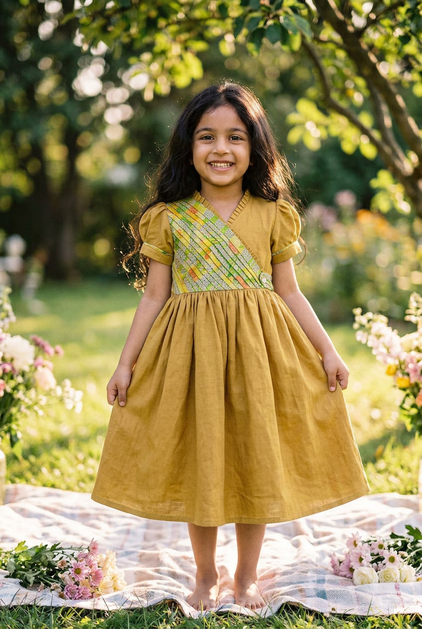 Mustard Angrakha Dress