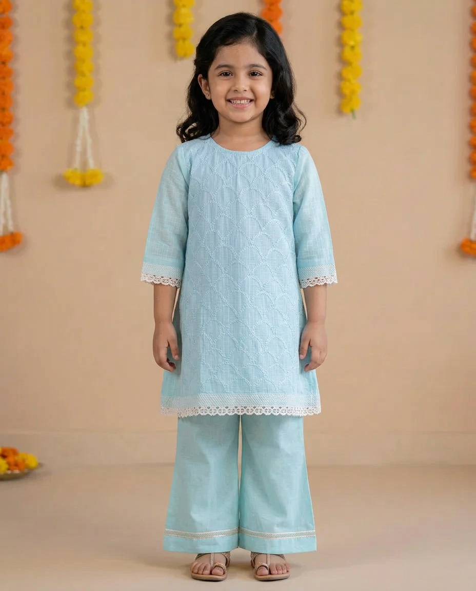 Mishri kurta set-Sky