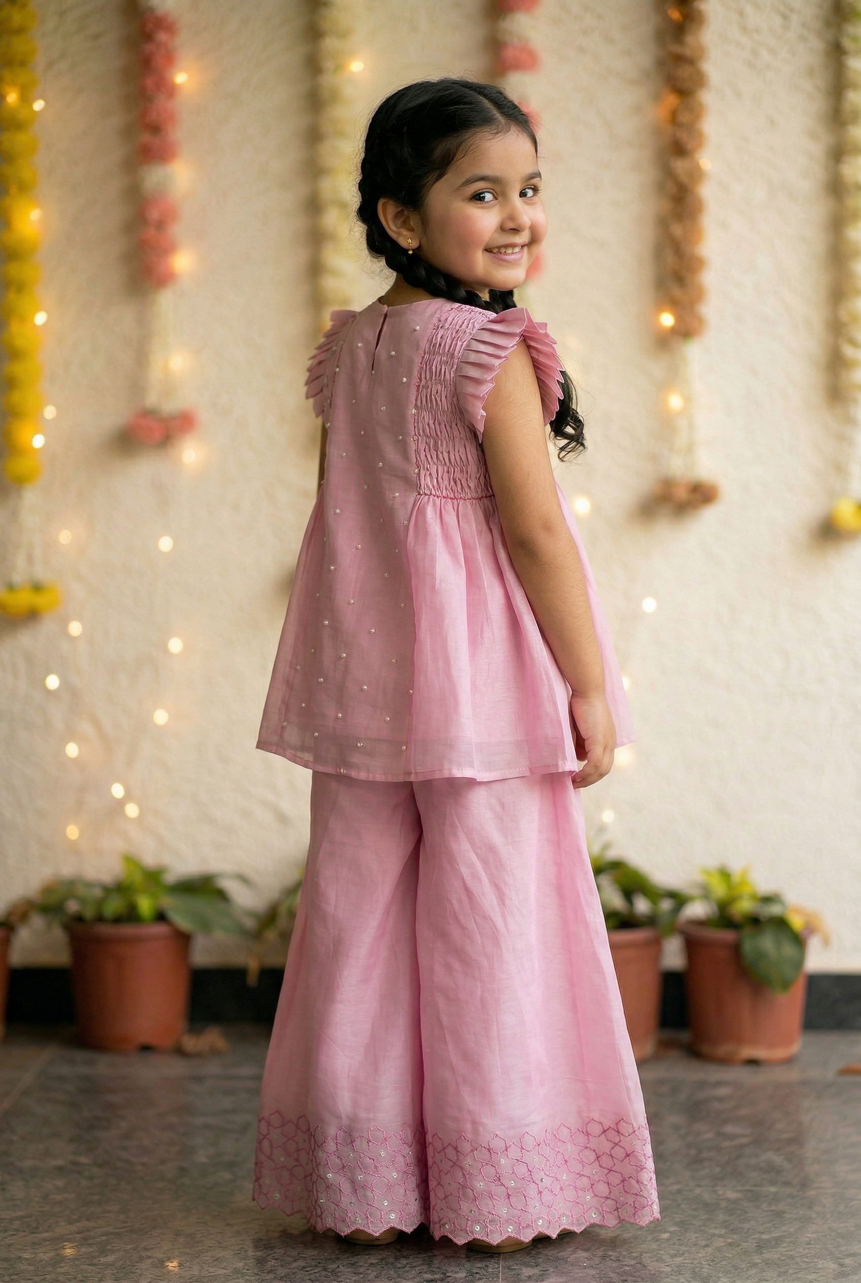 Geometric sharara-Candy pink