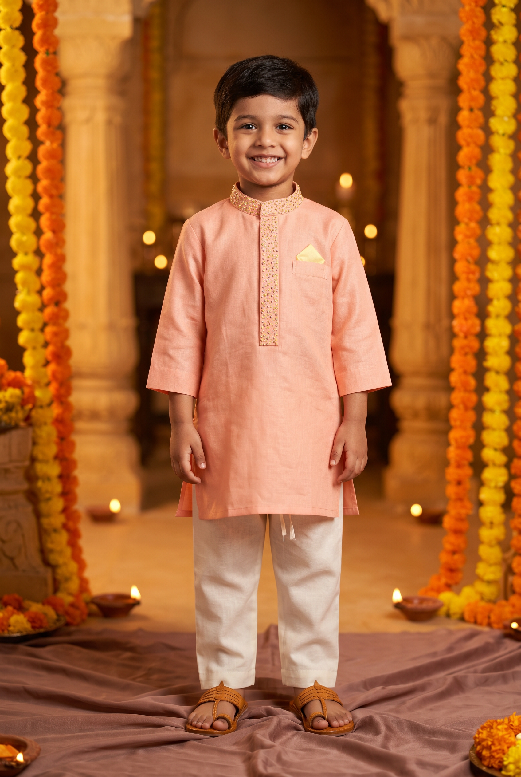 Frechknot Kurta Set- Pink