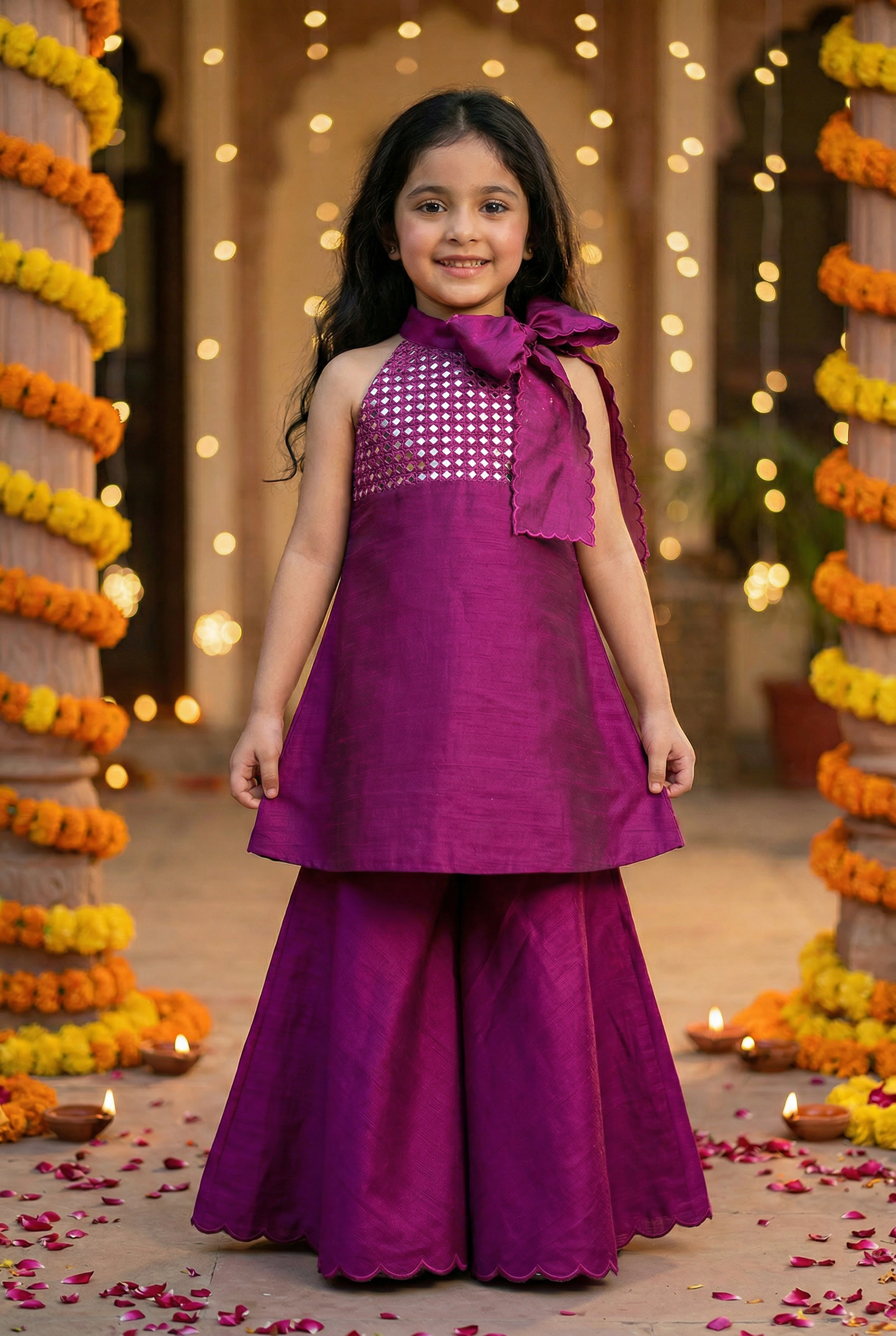 Sheeshe wala Sharara set- Baingani