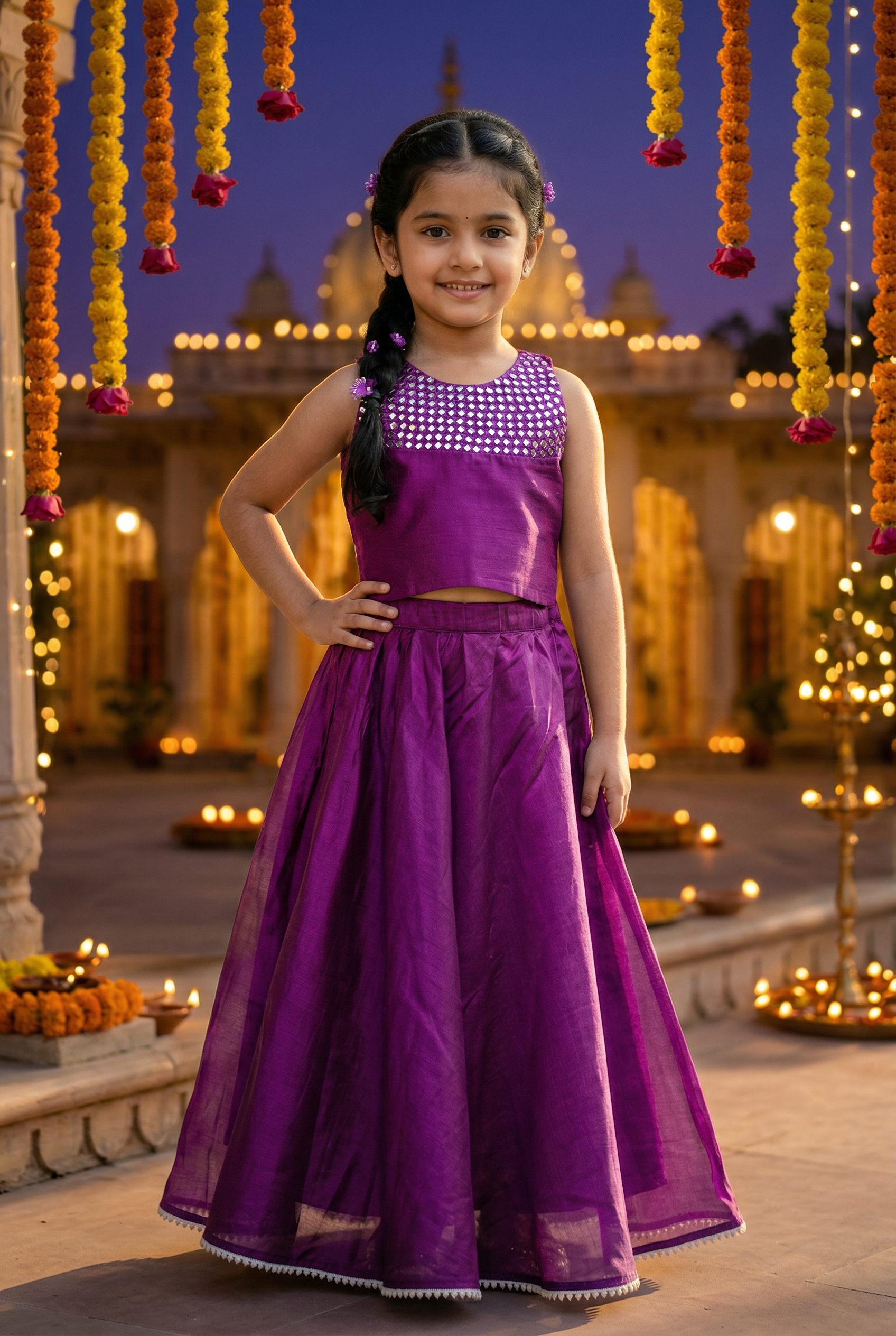 Sheeshewala Lehenga Set- Baingani