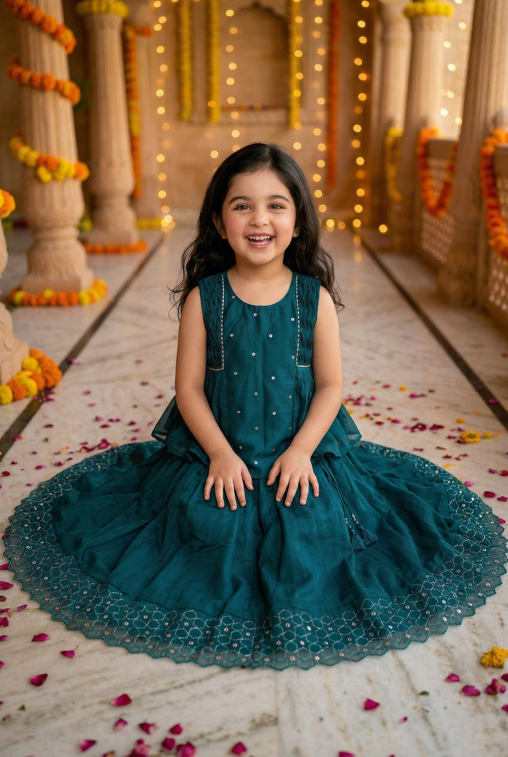 Geometric embriodery Lehenga set- Neelam