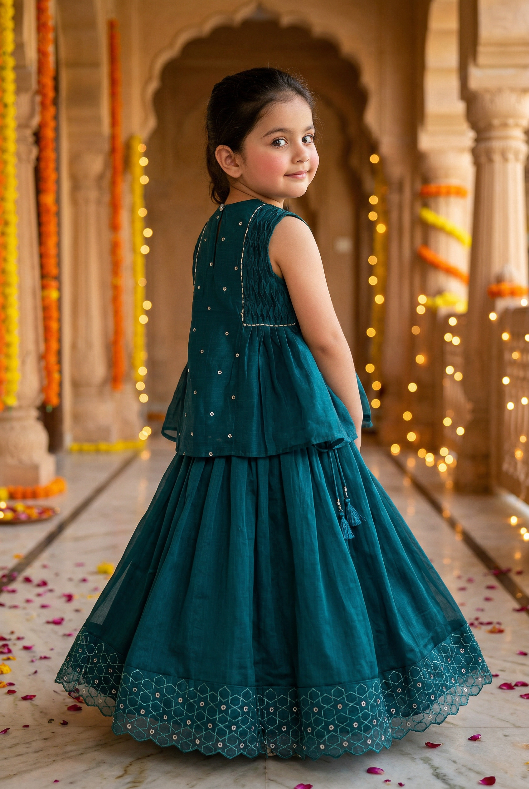Geometric embriodery Lehenga set- Neelam