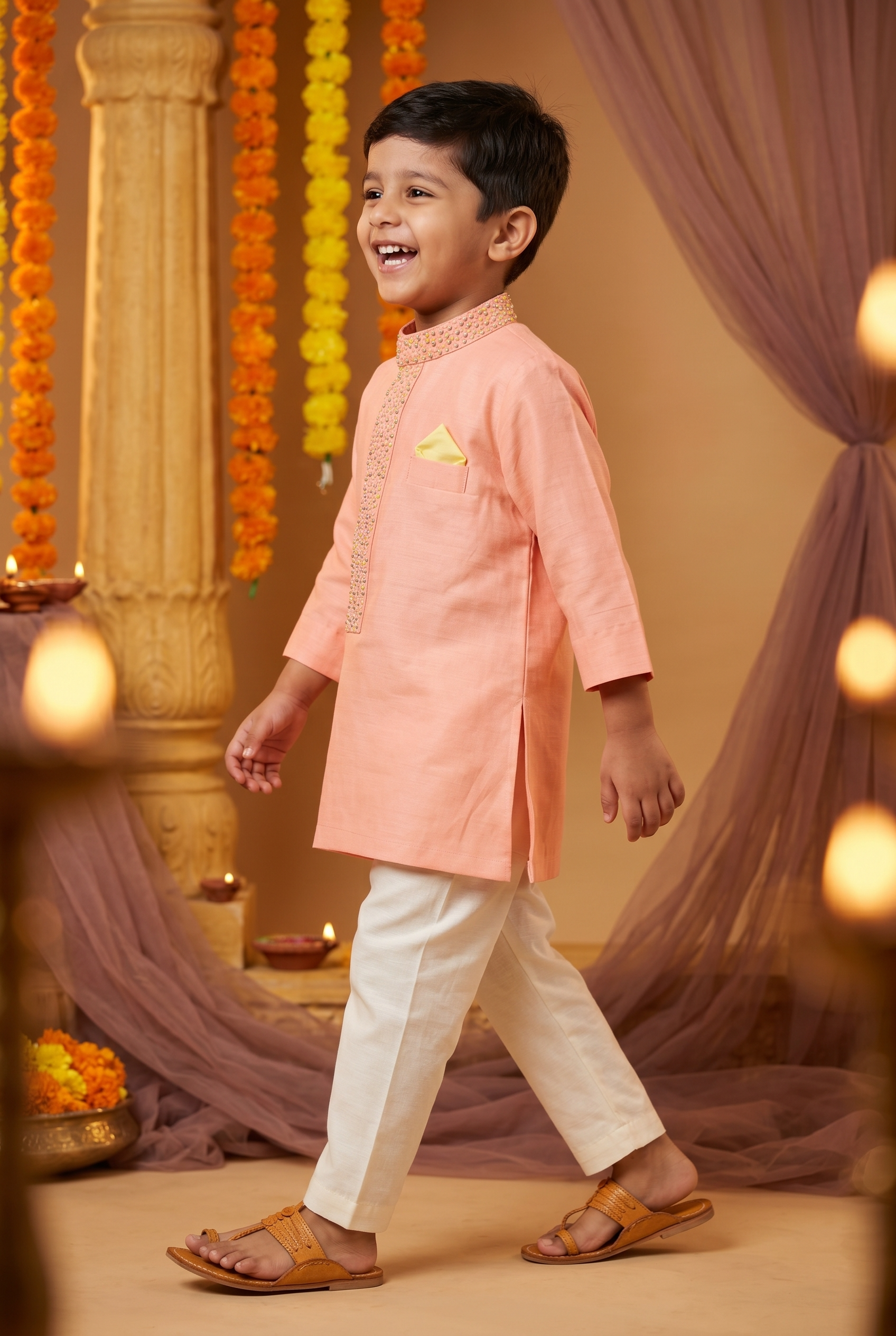 Frechknot Kurta Set- Pink