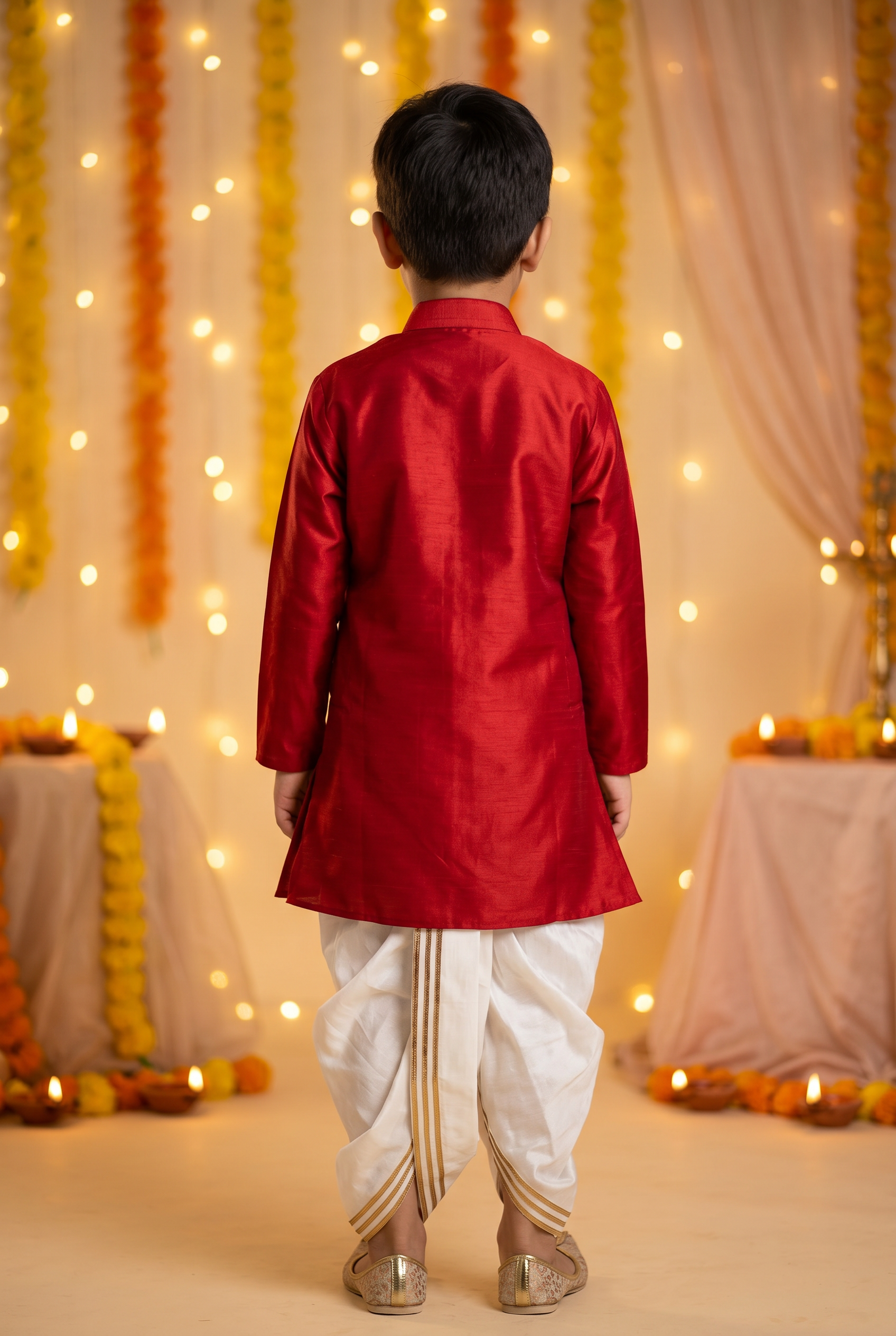 Gota Kurta Dhoti Set-Red