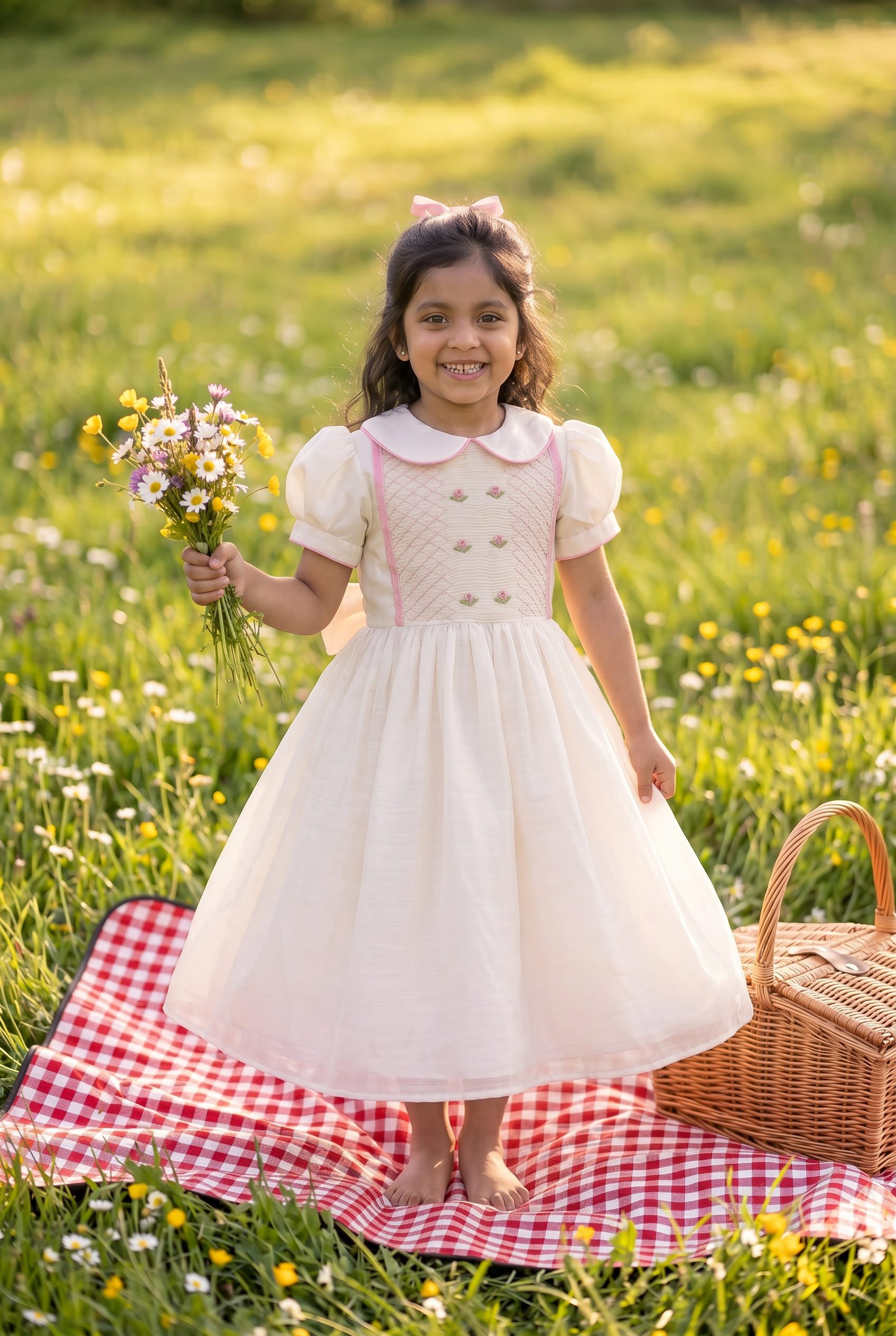 Ivory Handsmocked Dress