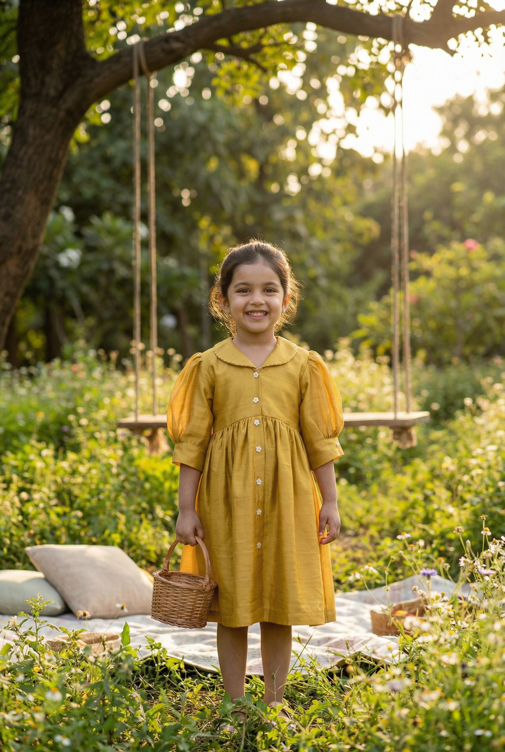 Pearl Edged Shirt Dress- Sunshine