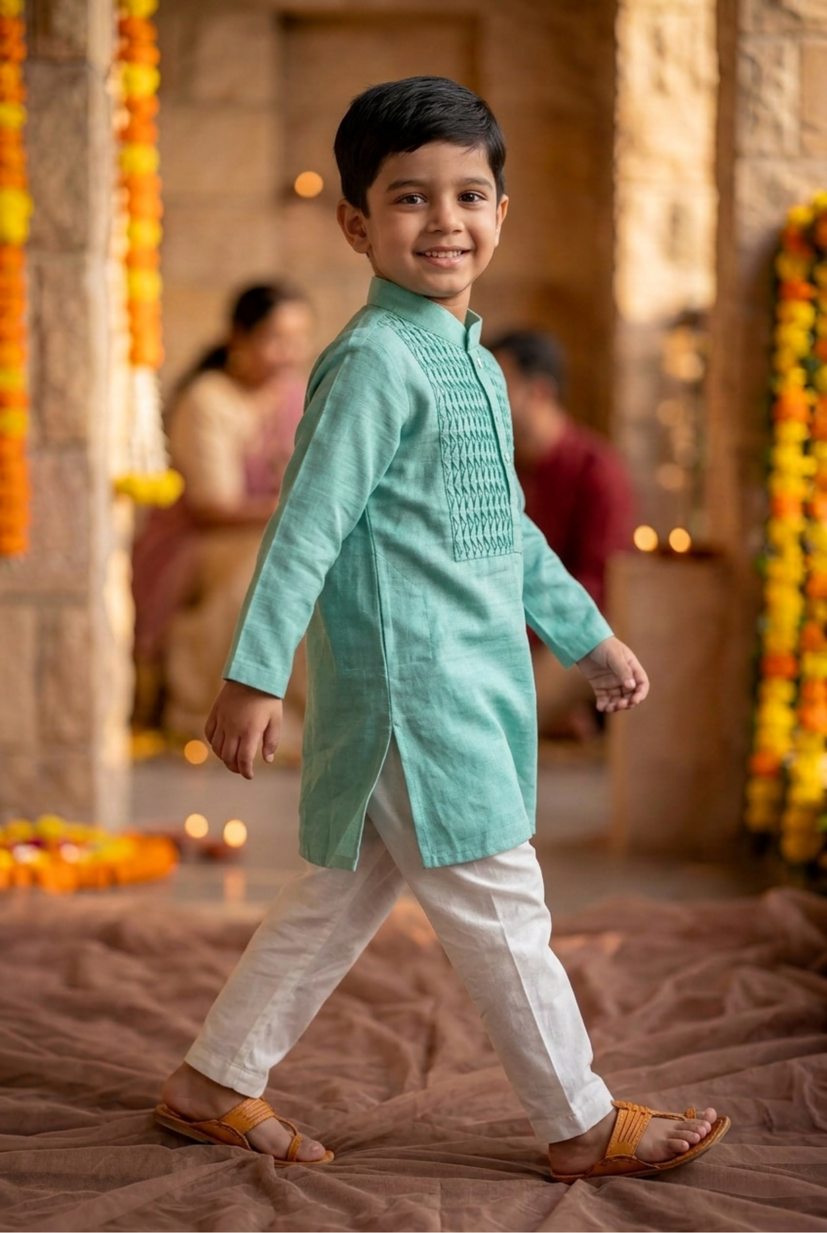 The Honeycomb Kurta Set- Mint