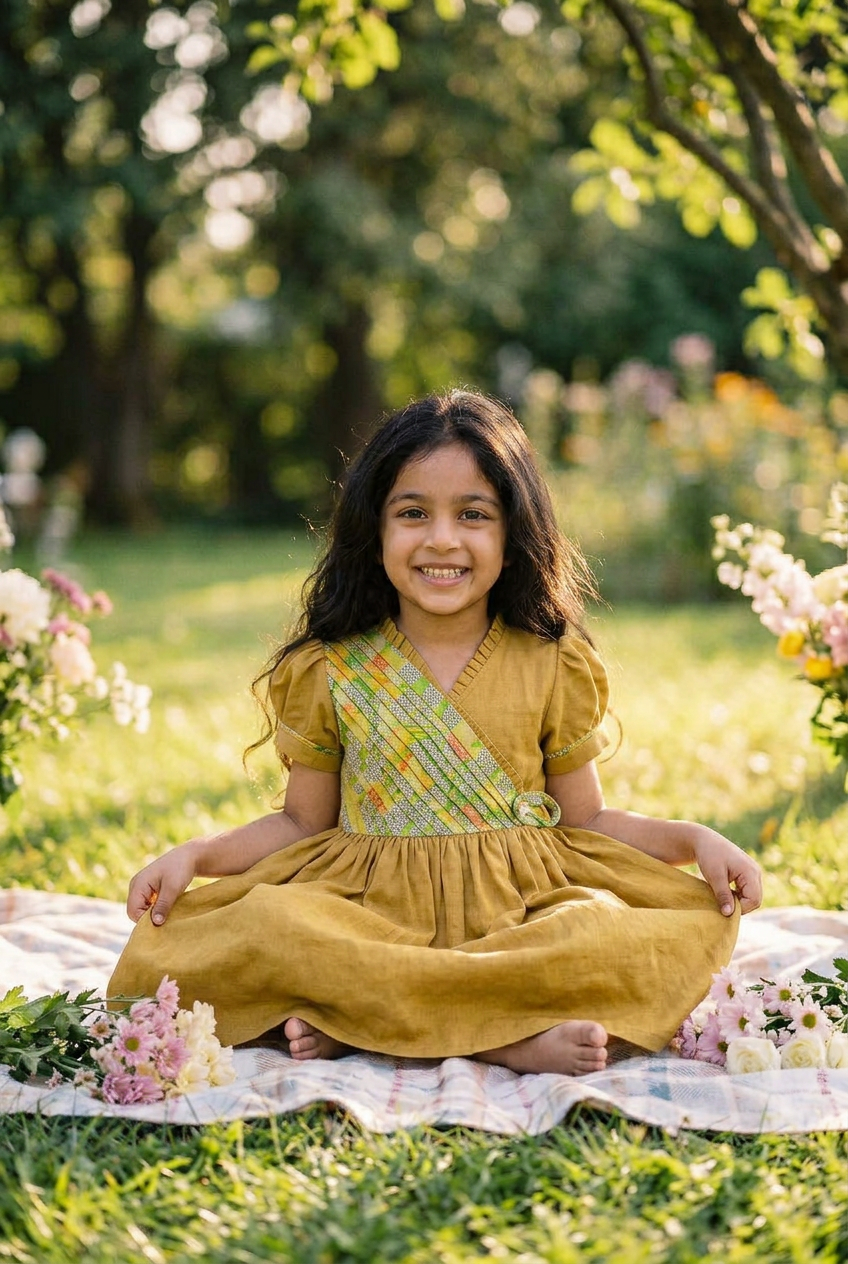 Mustard Angrakha Dress