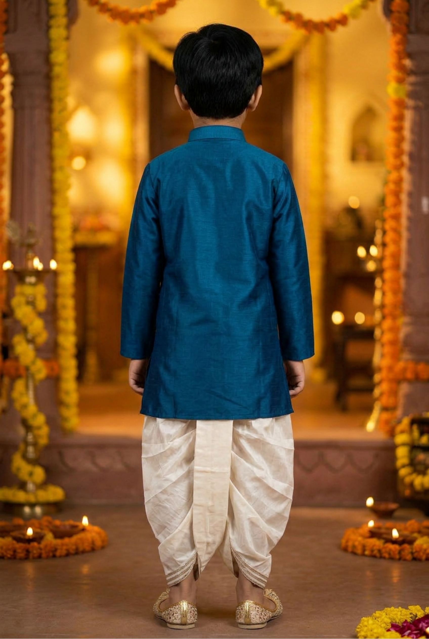 Gota Kurta Dhoti Set- Firoza