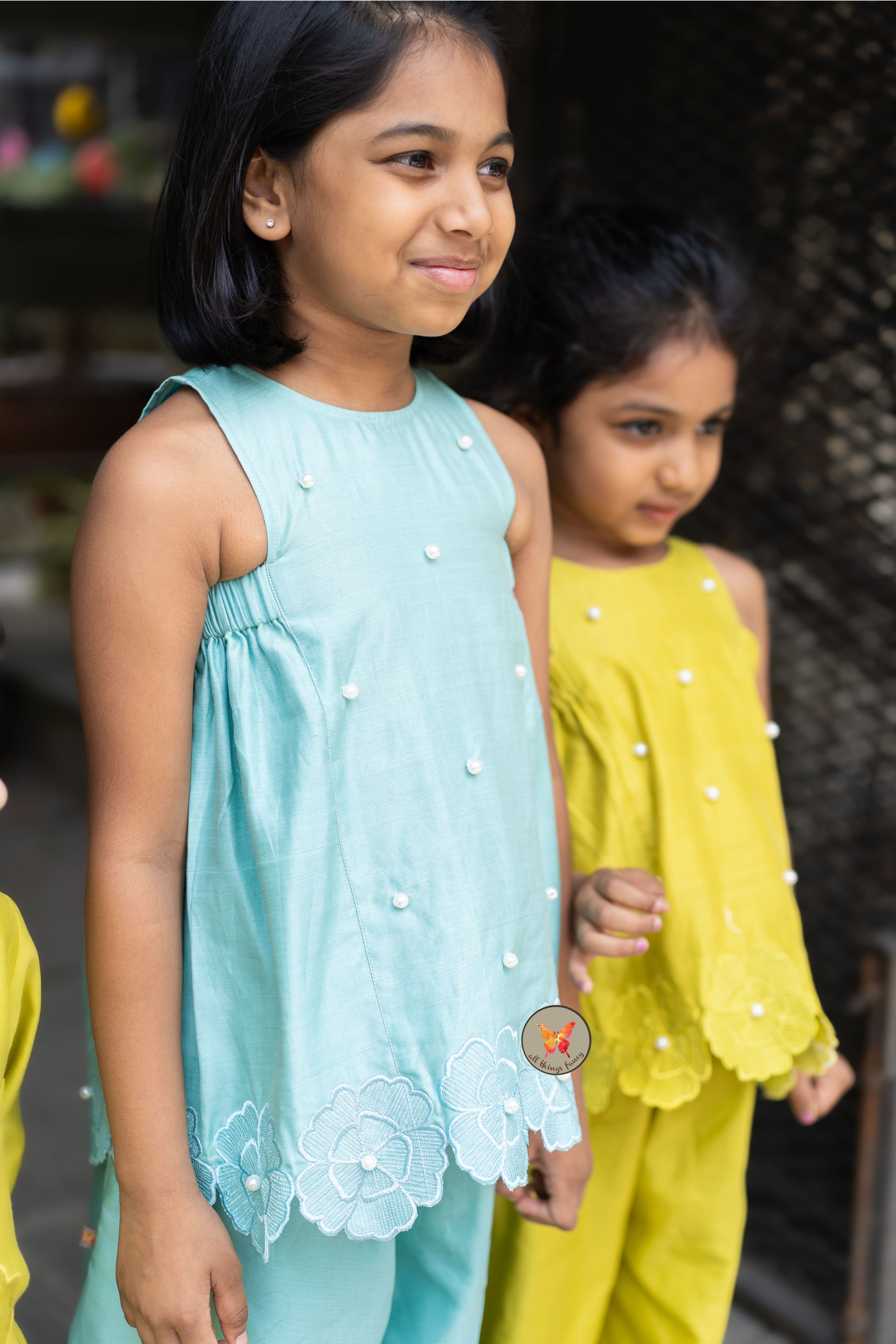 The Phool Sharara Set - Soft Teal