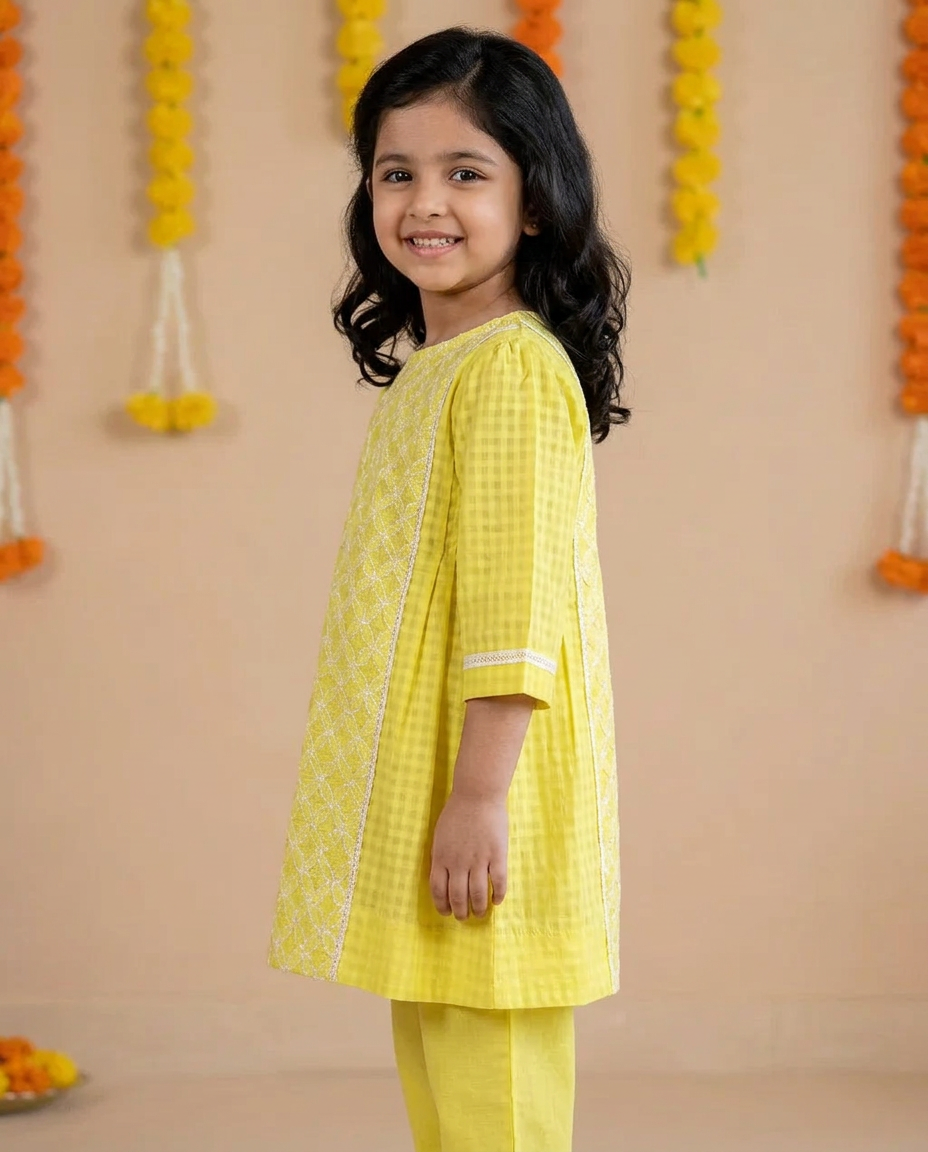 Mishri kurta set- Yellow