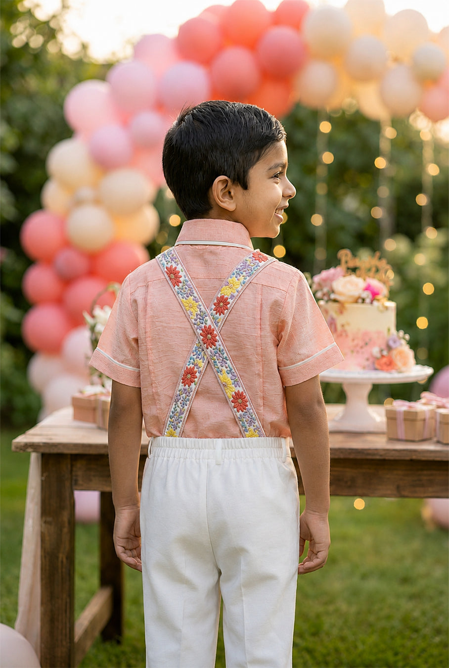 Peaches & Cream Suspenders set