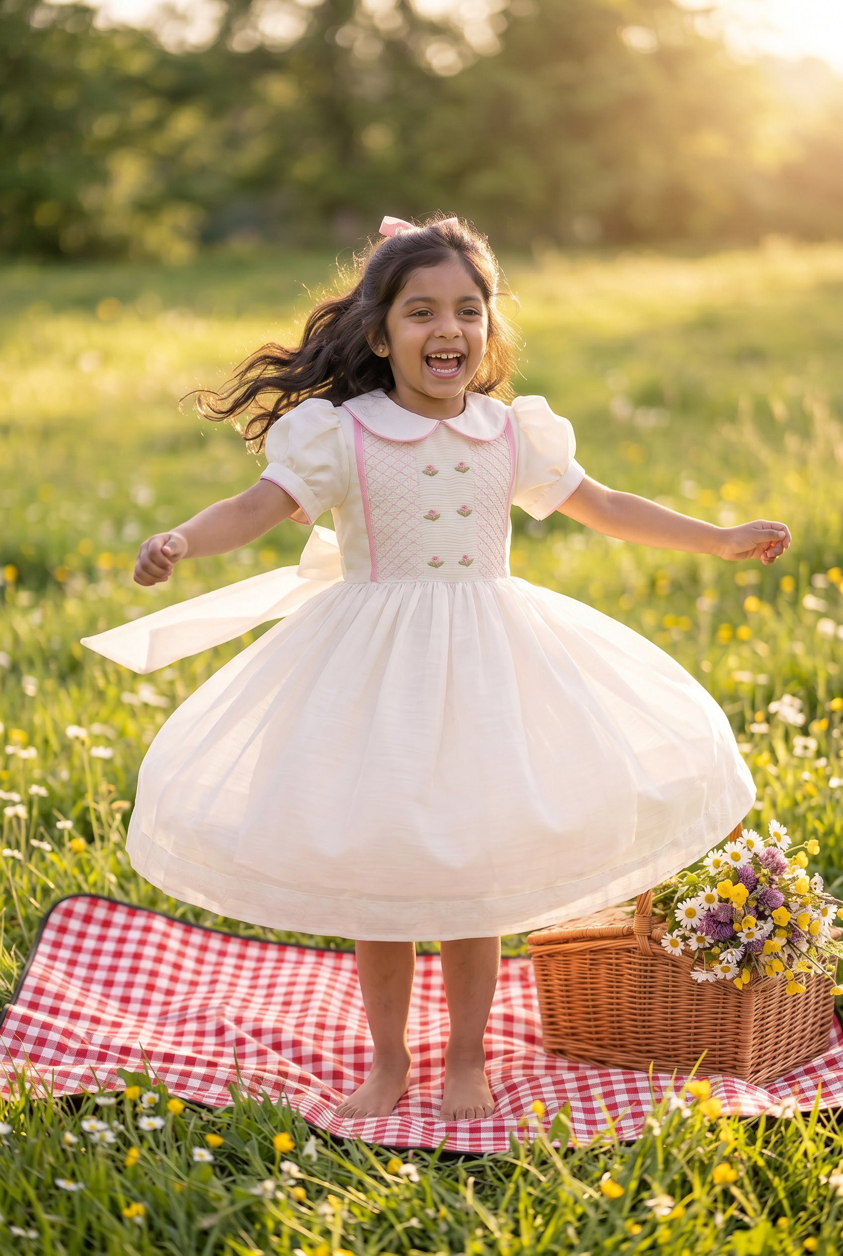 Ivory Handsmocked Dress