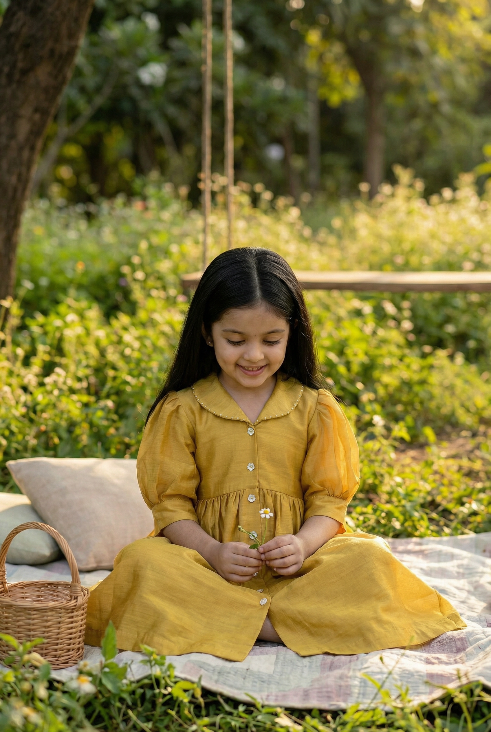 Pearl Edged Shirt Dress- Sunshine