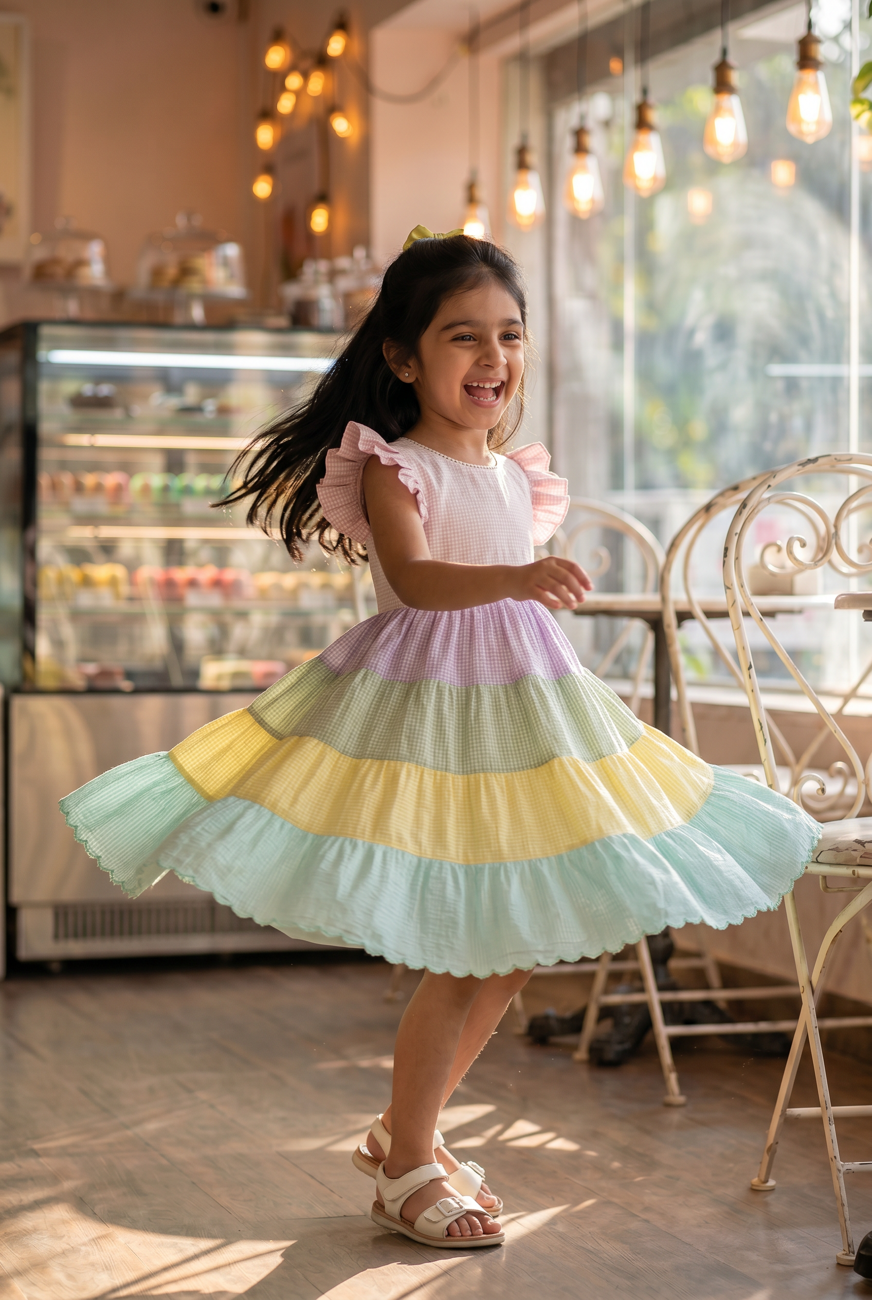 Multi checks tiered dress