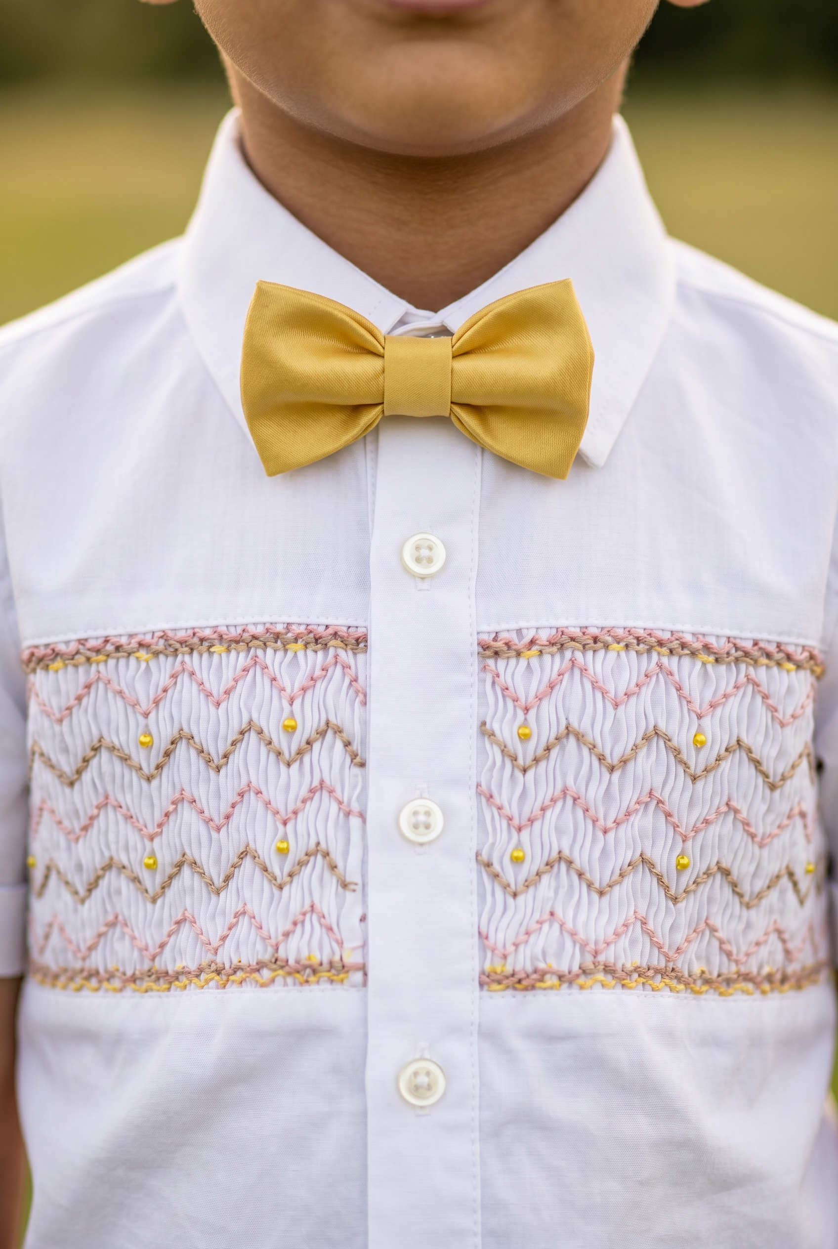Handsmocked Shirt - Yellow Shorts