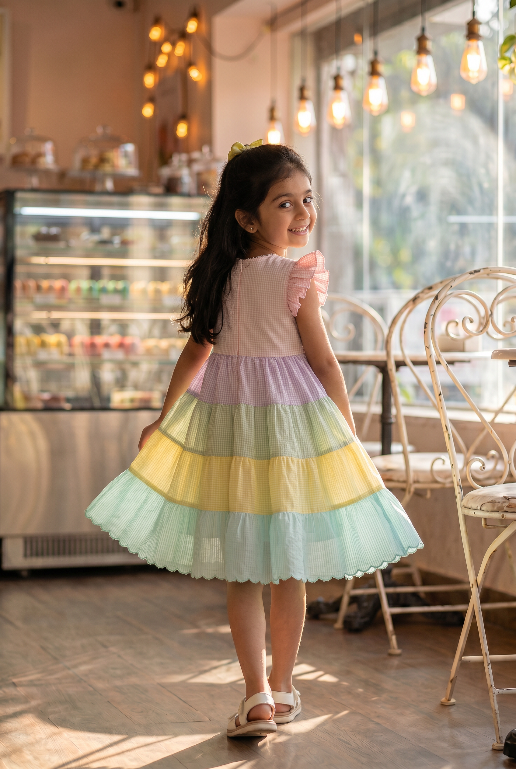 Multi checks tiered dress