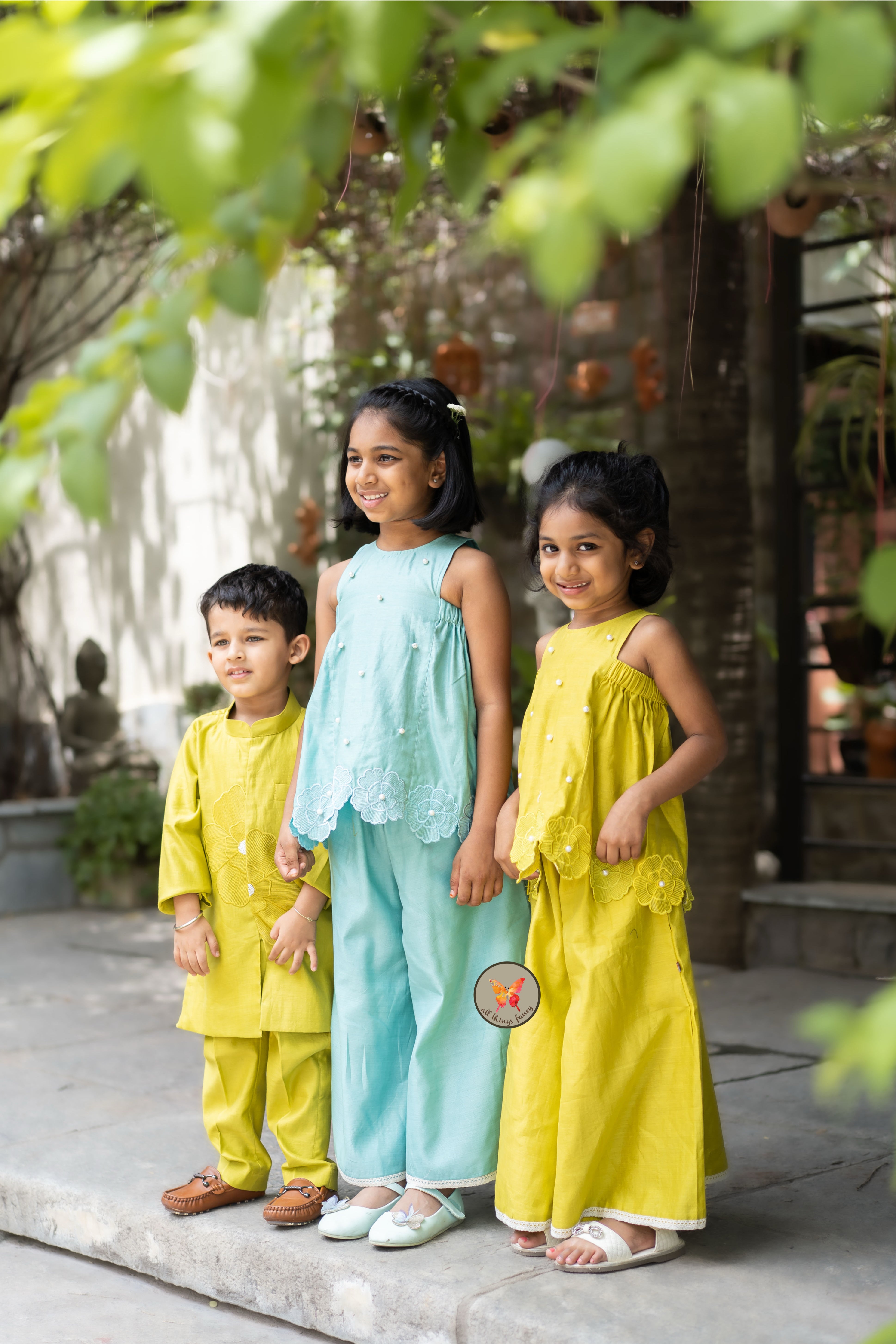 The Phool Sharara Set - Lime