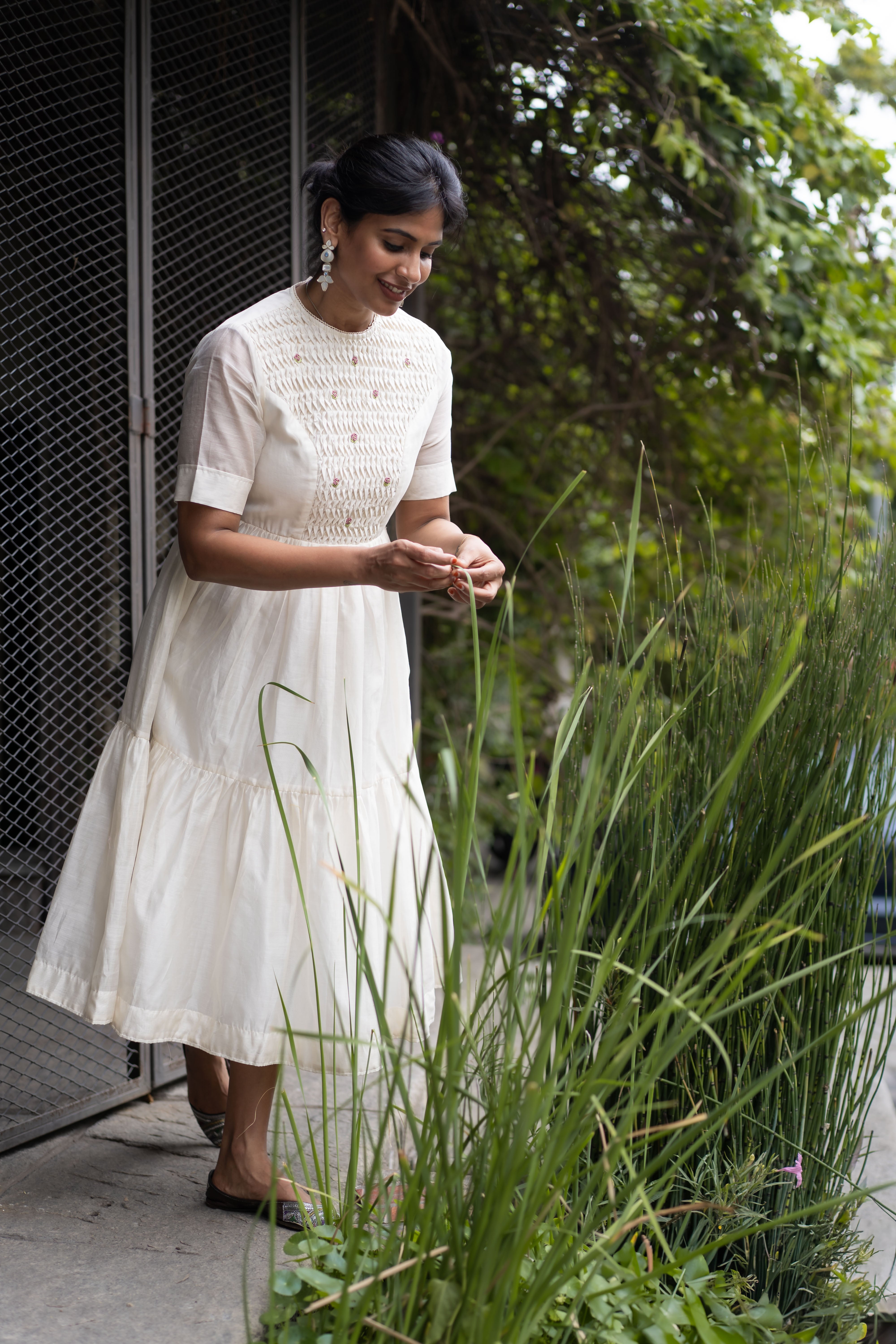 Honeycomb Tiered Dress- Pure Vanilla