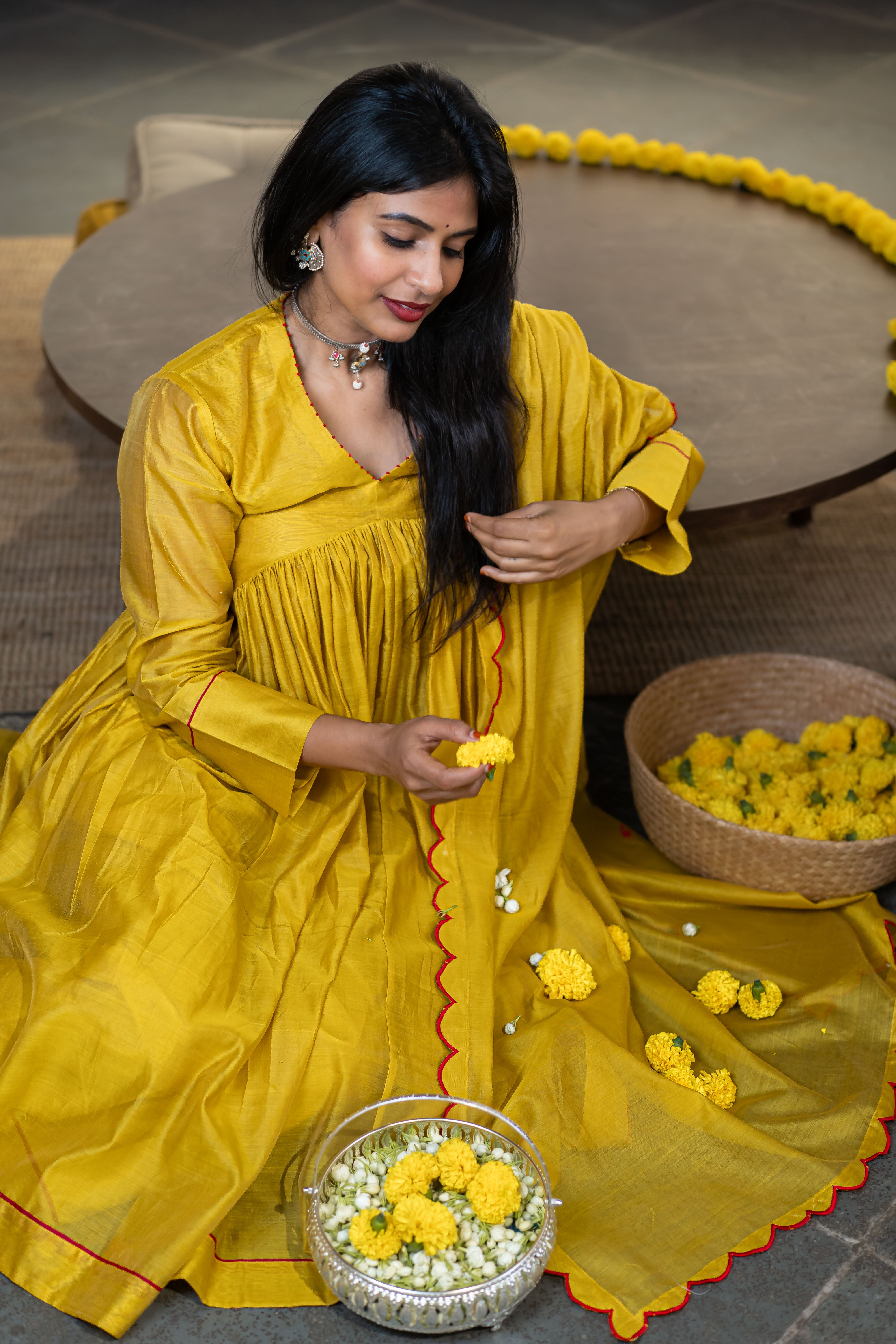 Gherewala Kurta set- Citrine Yellow