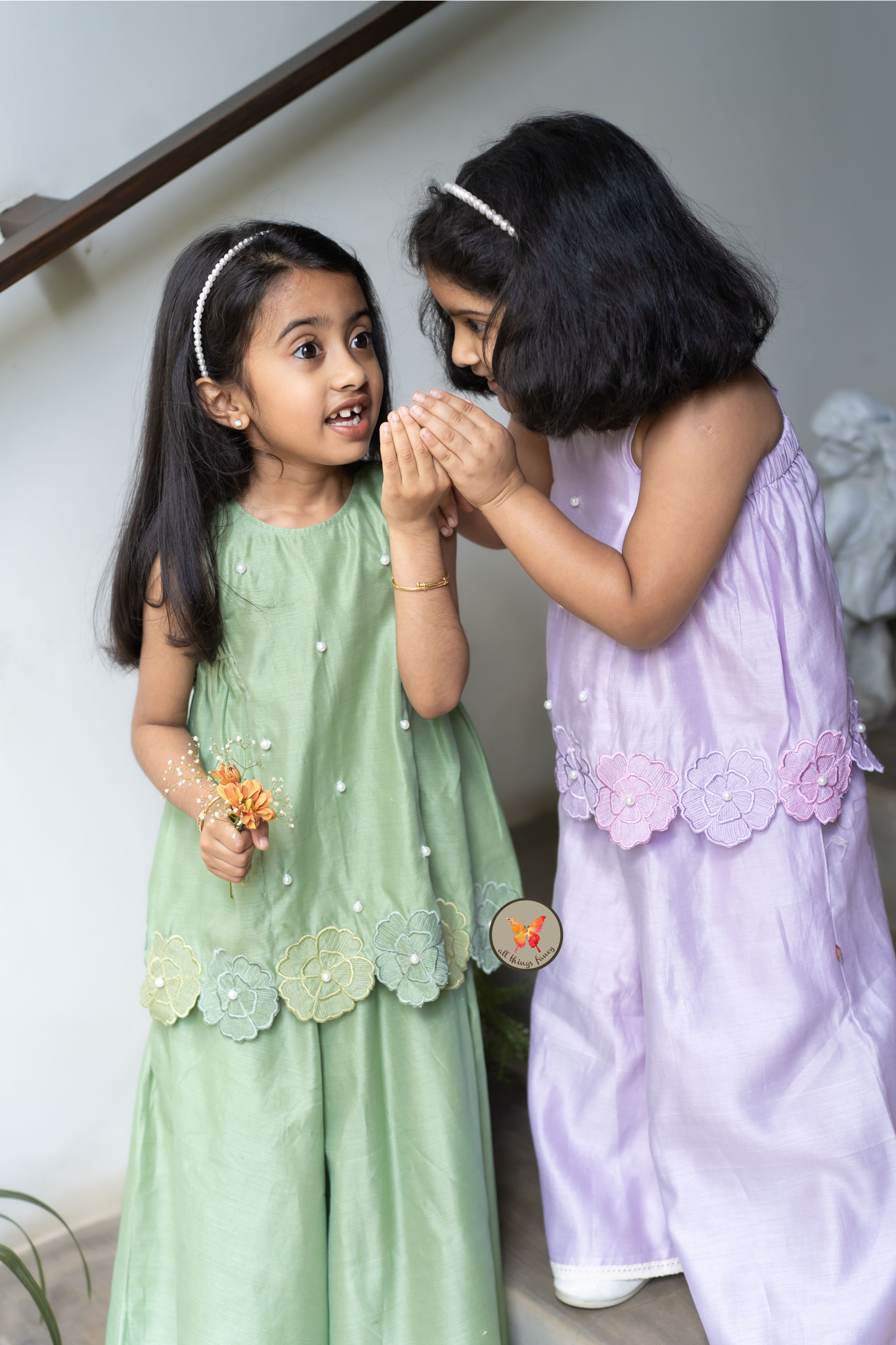 The Phool Sharara Set - Spring Green