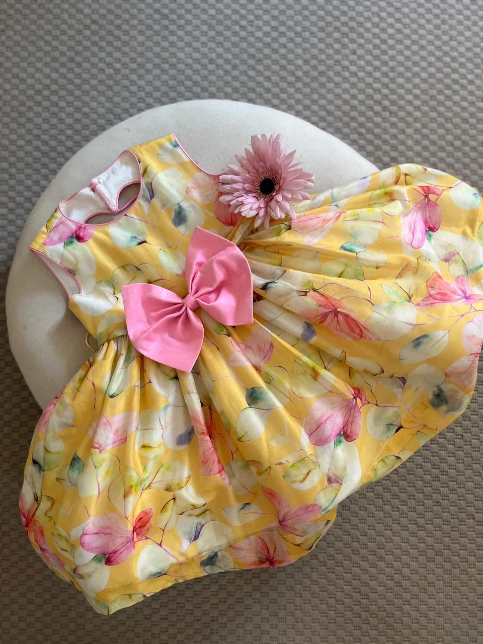 Heart cut-out back dress- Custard Yellow
