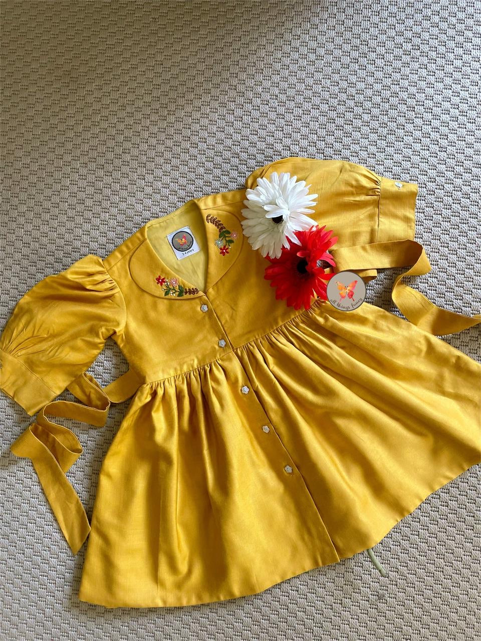Embroidered Collar Shirt Dress