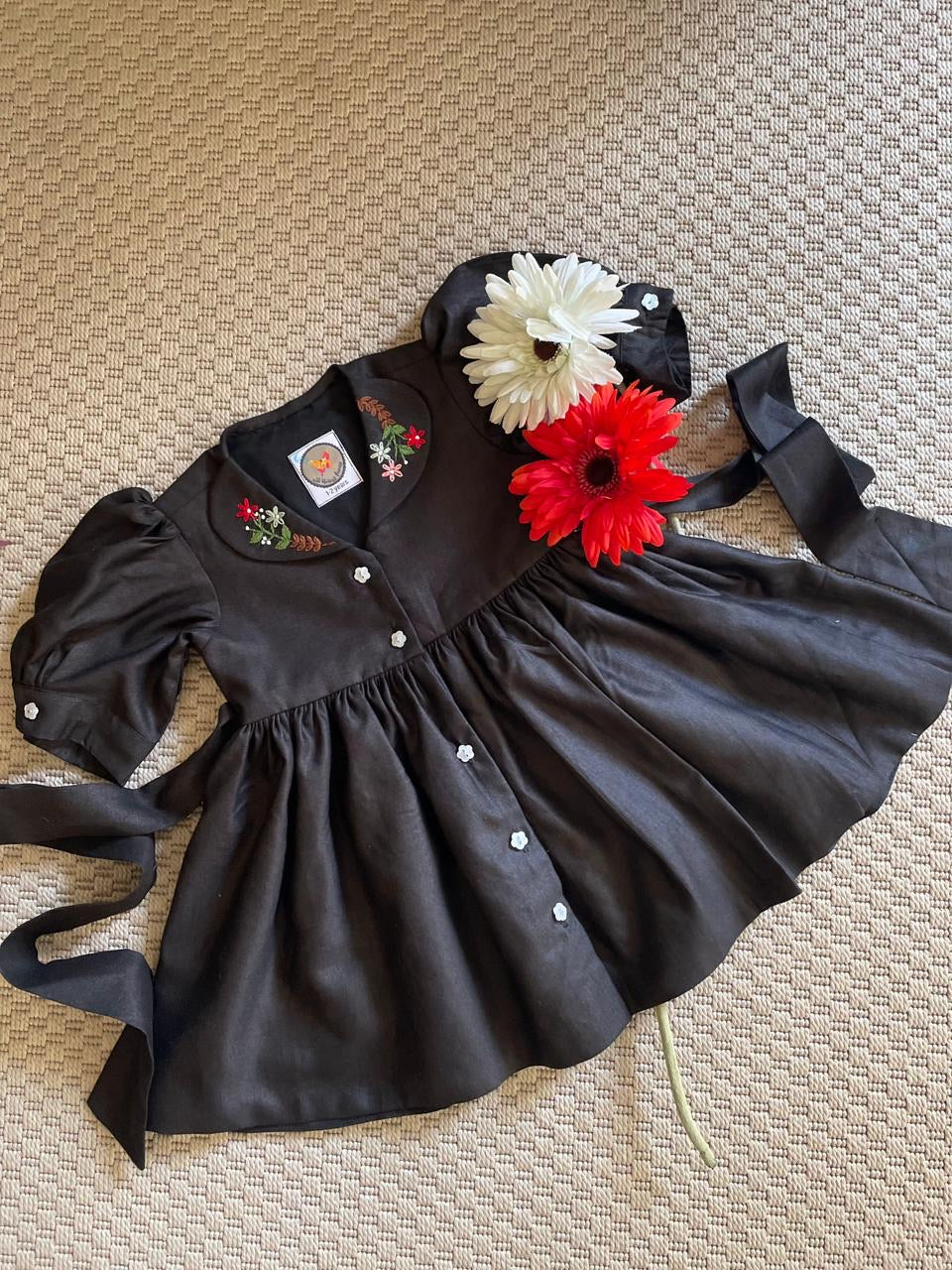 Embroidered Collar Shirt Dress