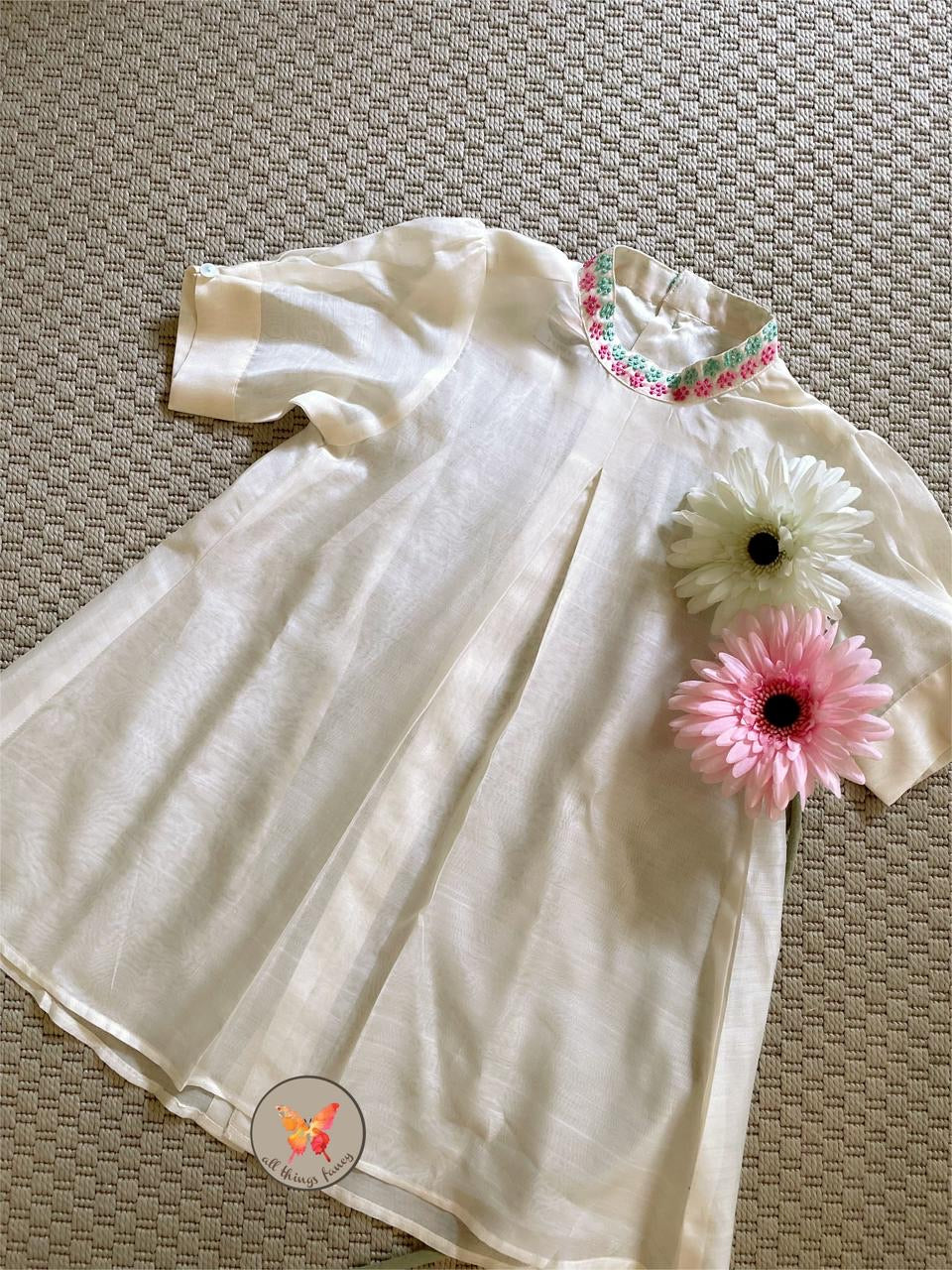 Indian Frenchknot Dress- Ivory