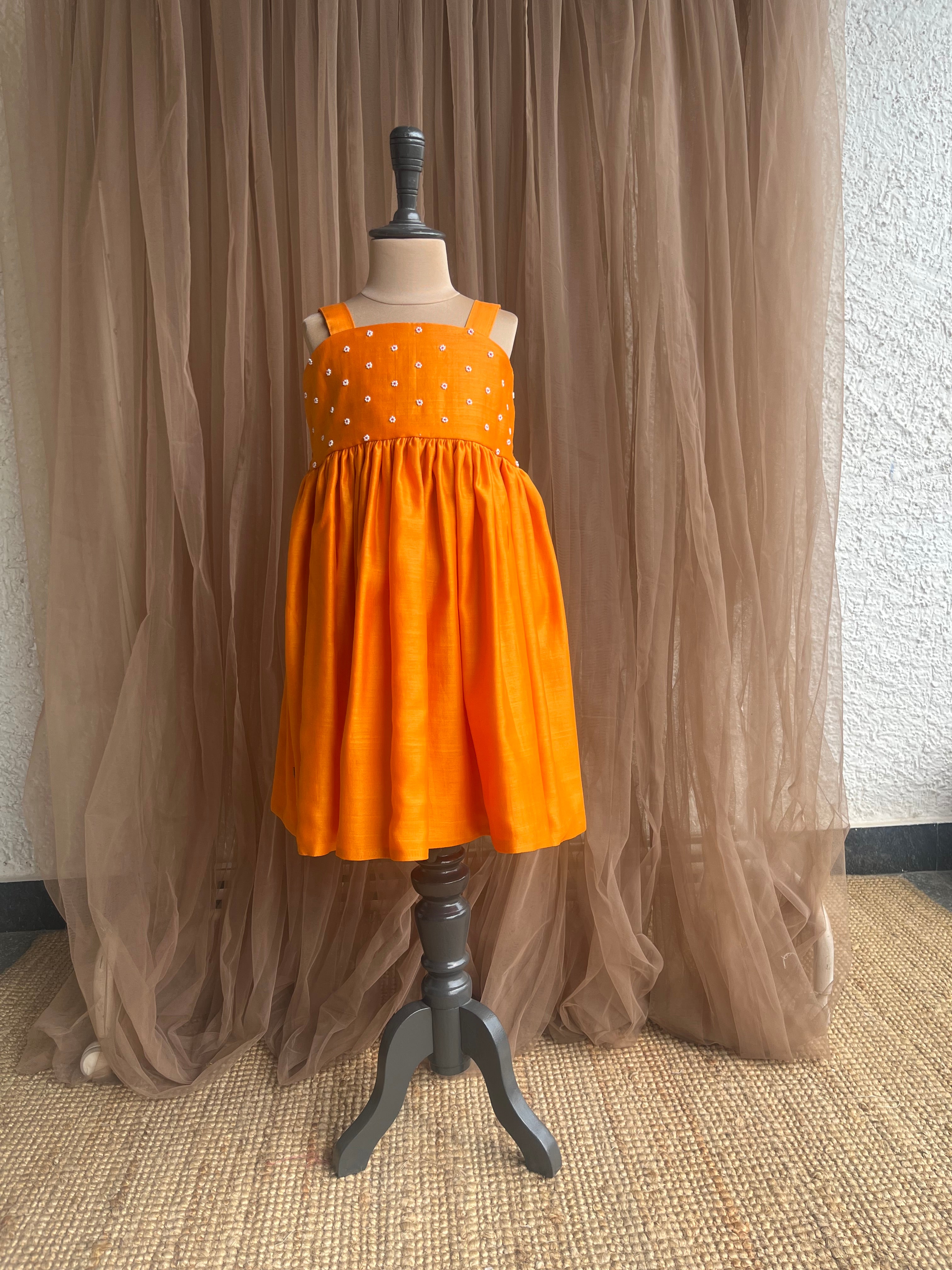 Noodle Strap Dress- Narangi