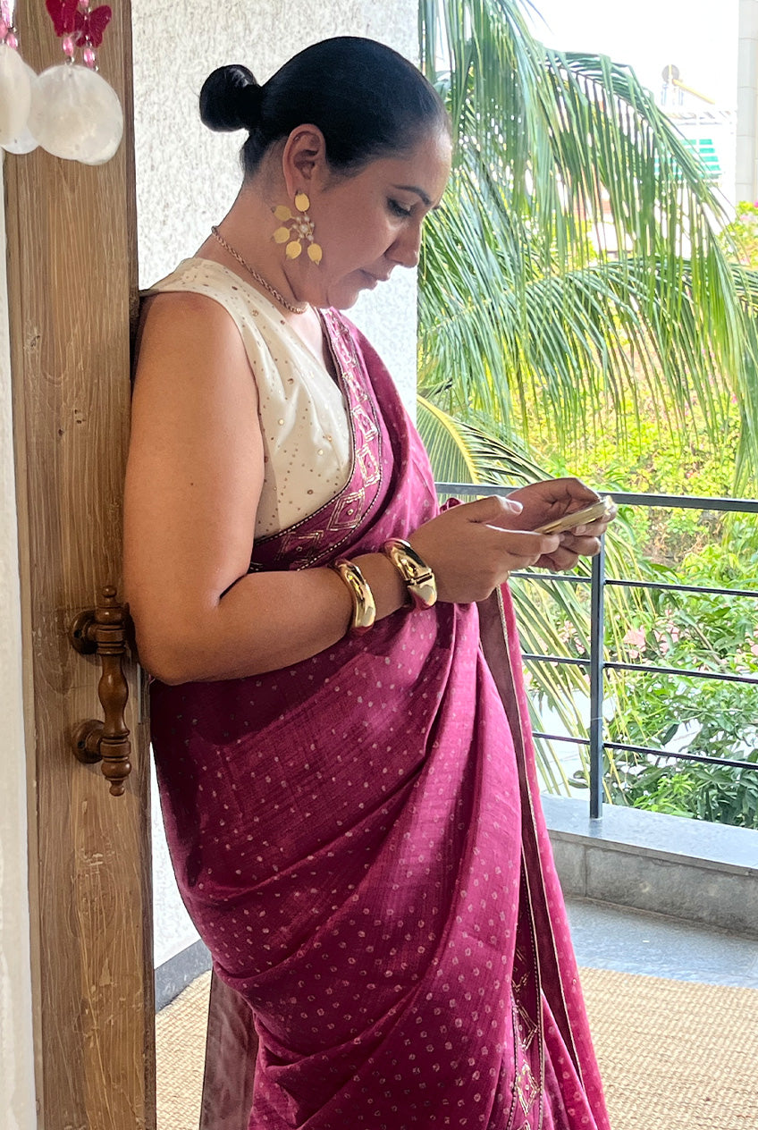 Bandhani Sari-Gulaab