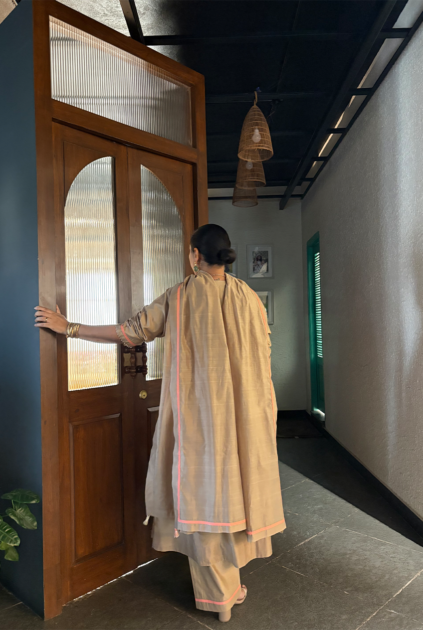 The Side Embroidery kurta sets -Sand