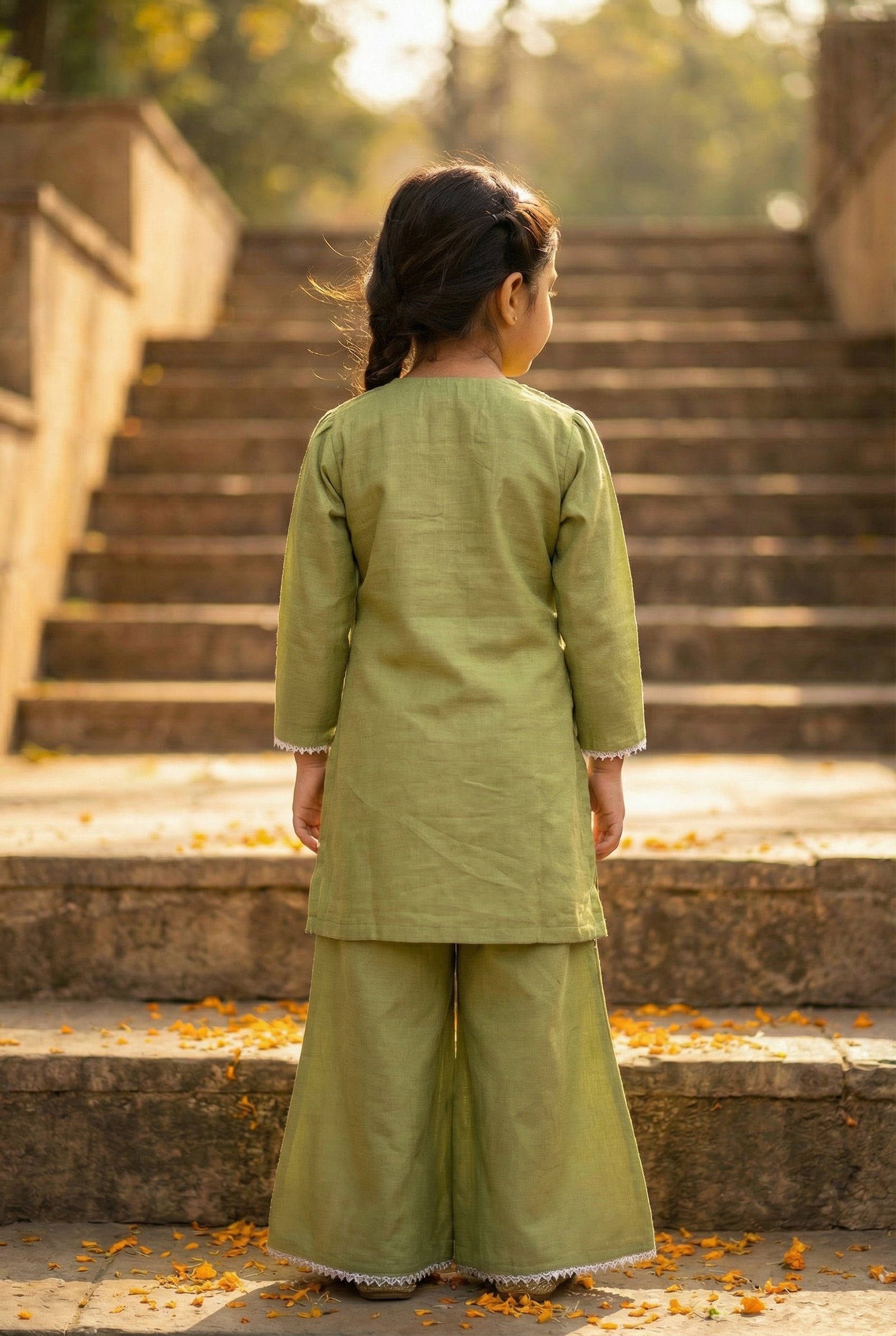 Sunehera Phool Sharara Set- Kiwi
