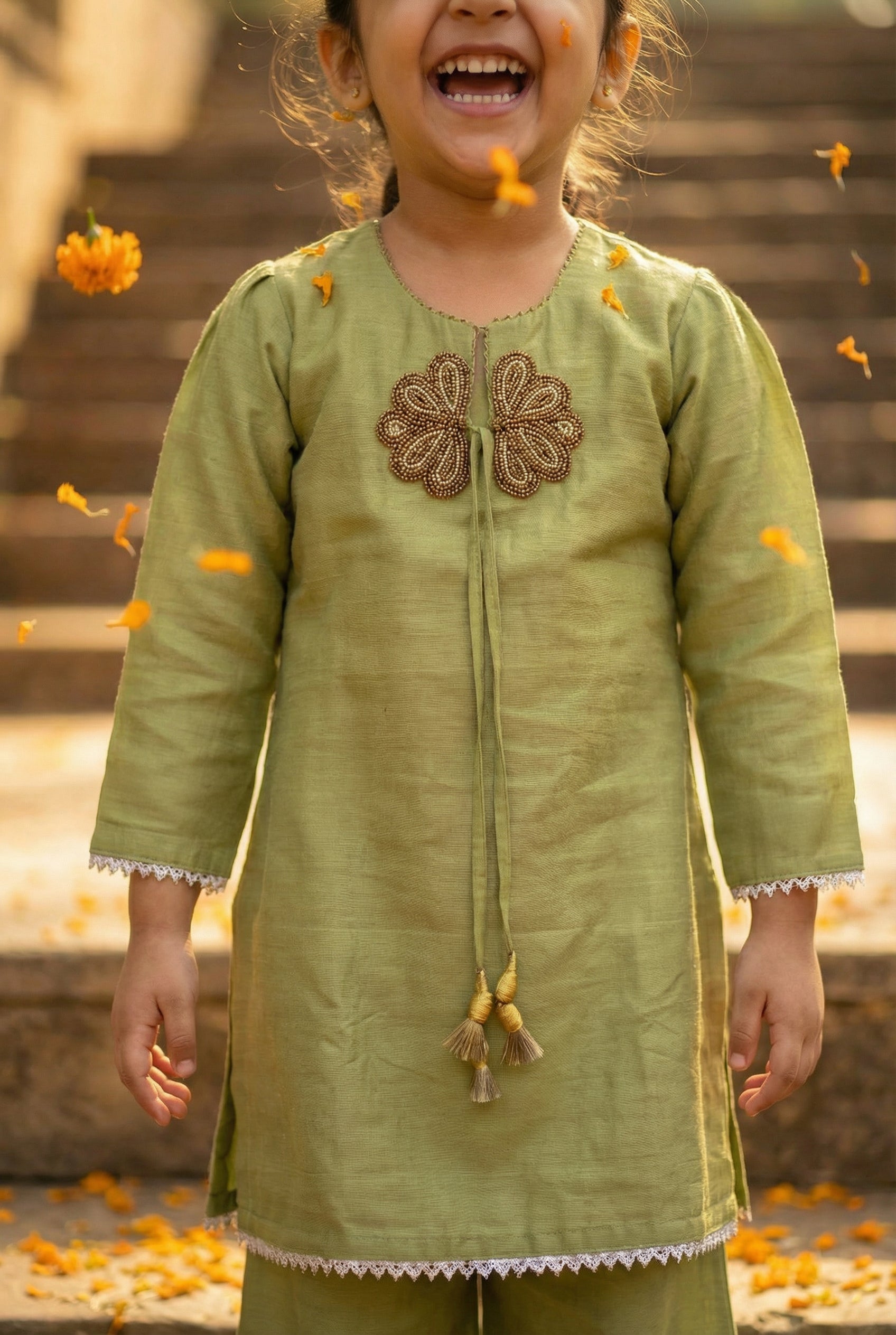 Sunehera Phool Sharara Set- Kiwi