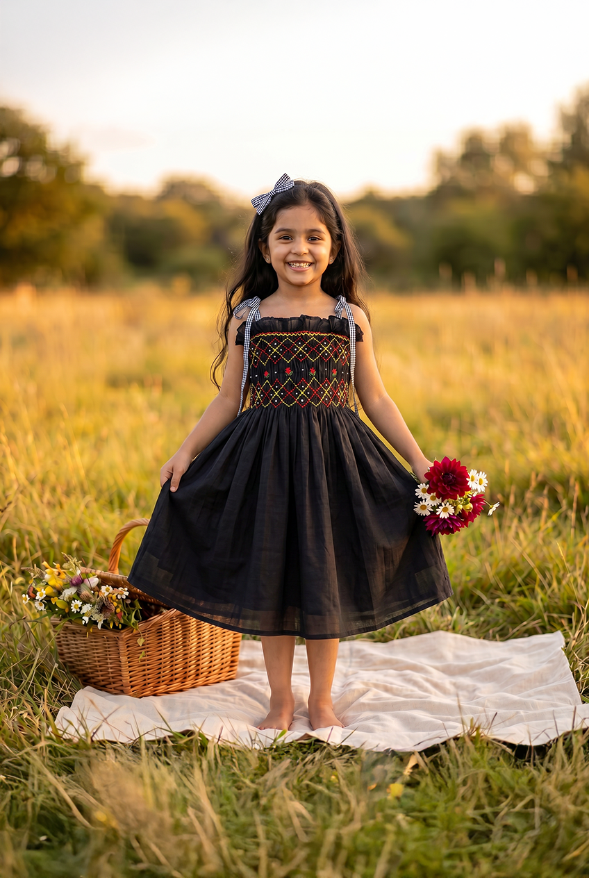 Black Noodle Strap Frock with shorts
