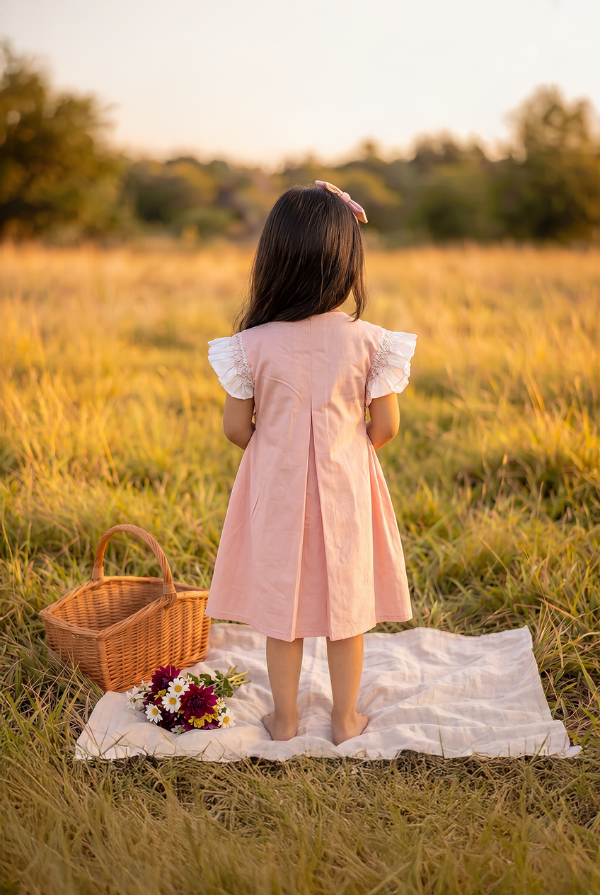 Handsmocked Angrakha Pink Dress