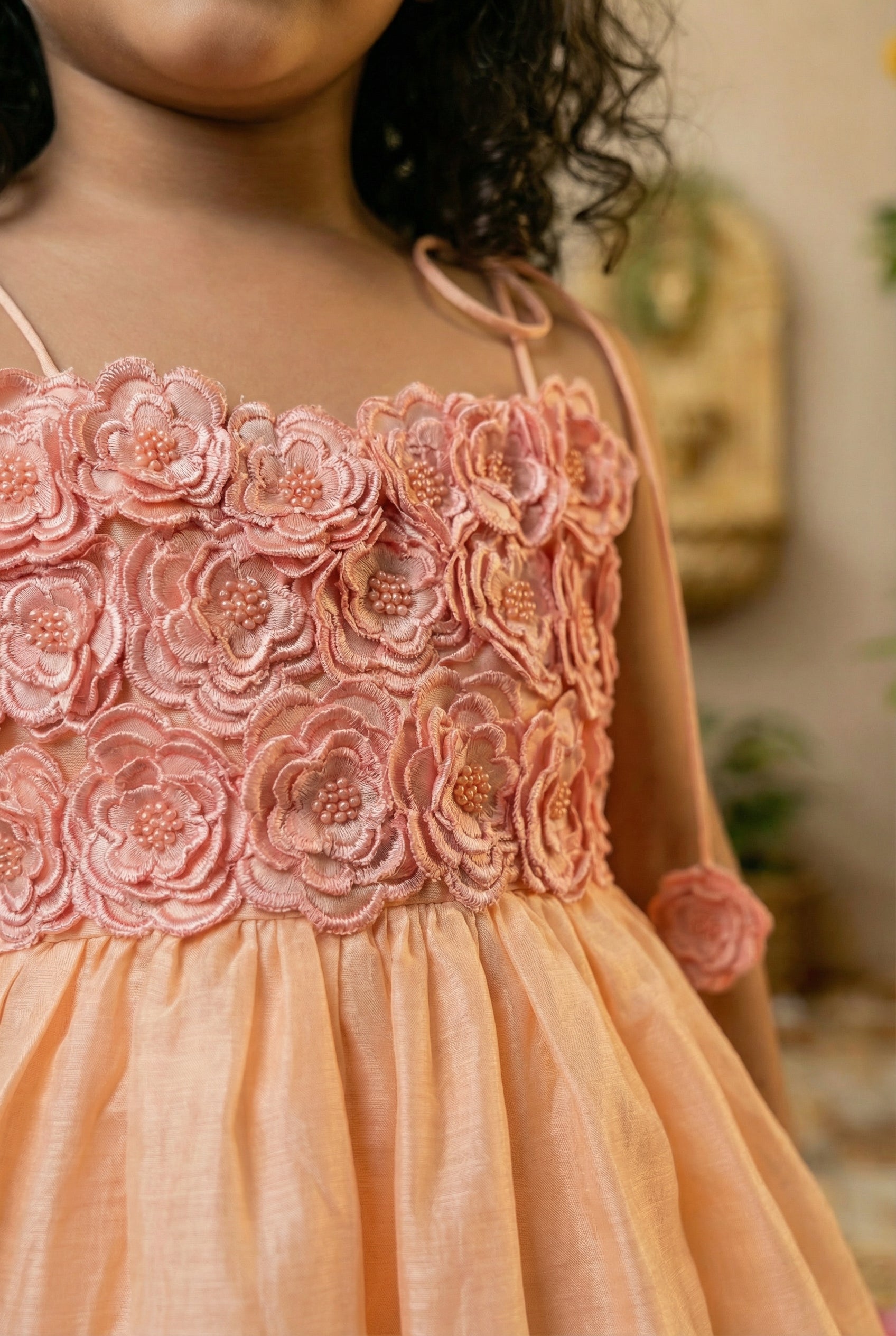 3d Flower Gharara- Peach