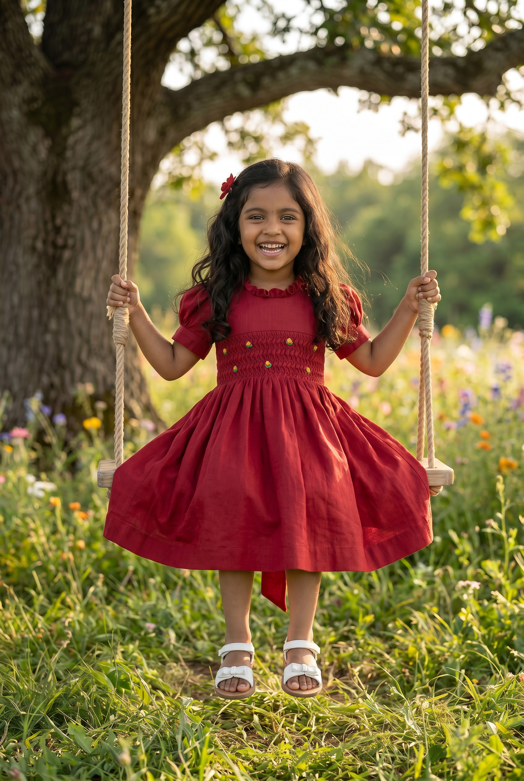Frenchknot Dress - Red