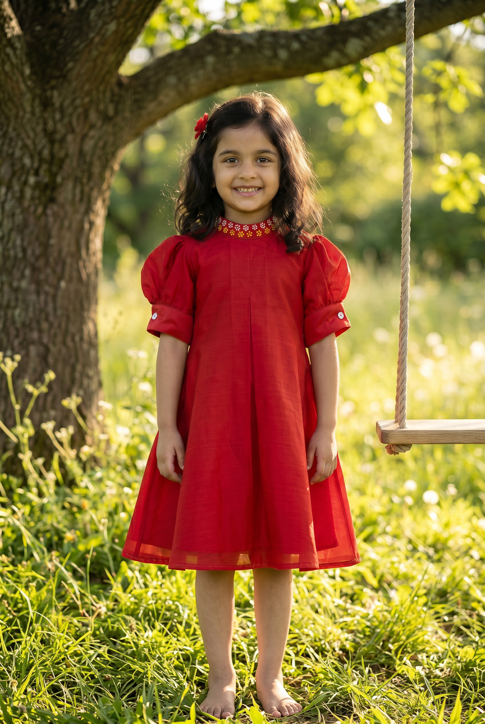 The Indian Frenchknot Tunic- Red