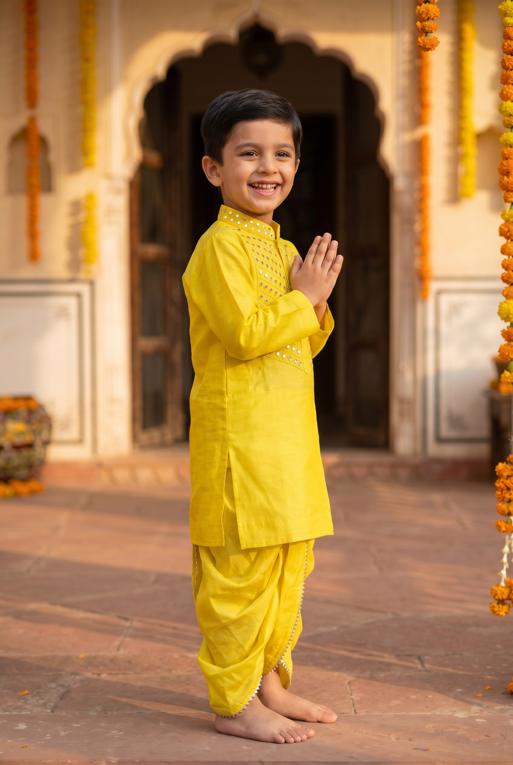 Sheeshe wala kurta set- Peela