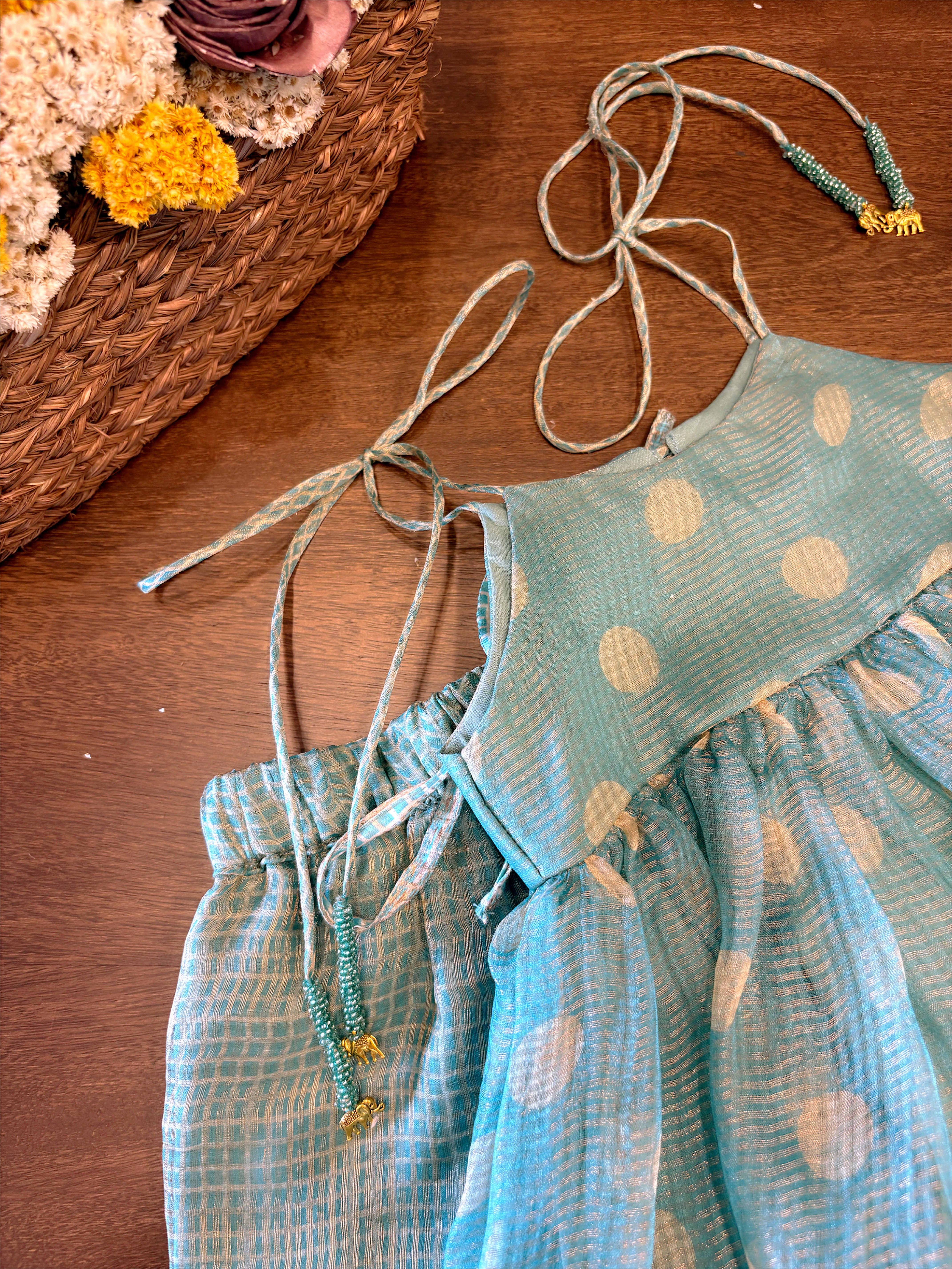 Festive Polka & Checks set- Blue