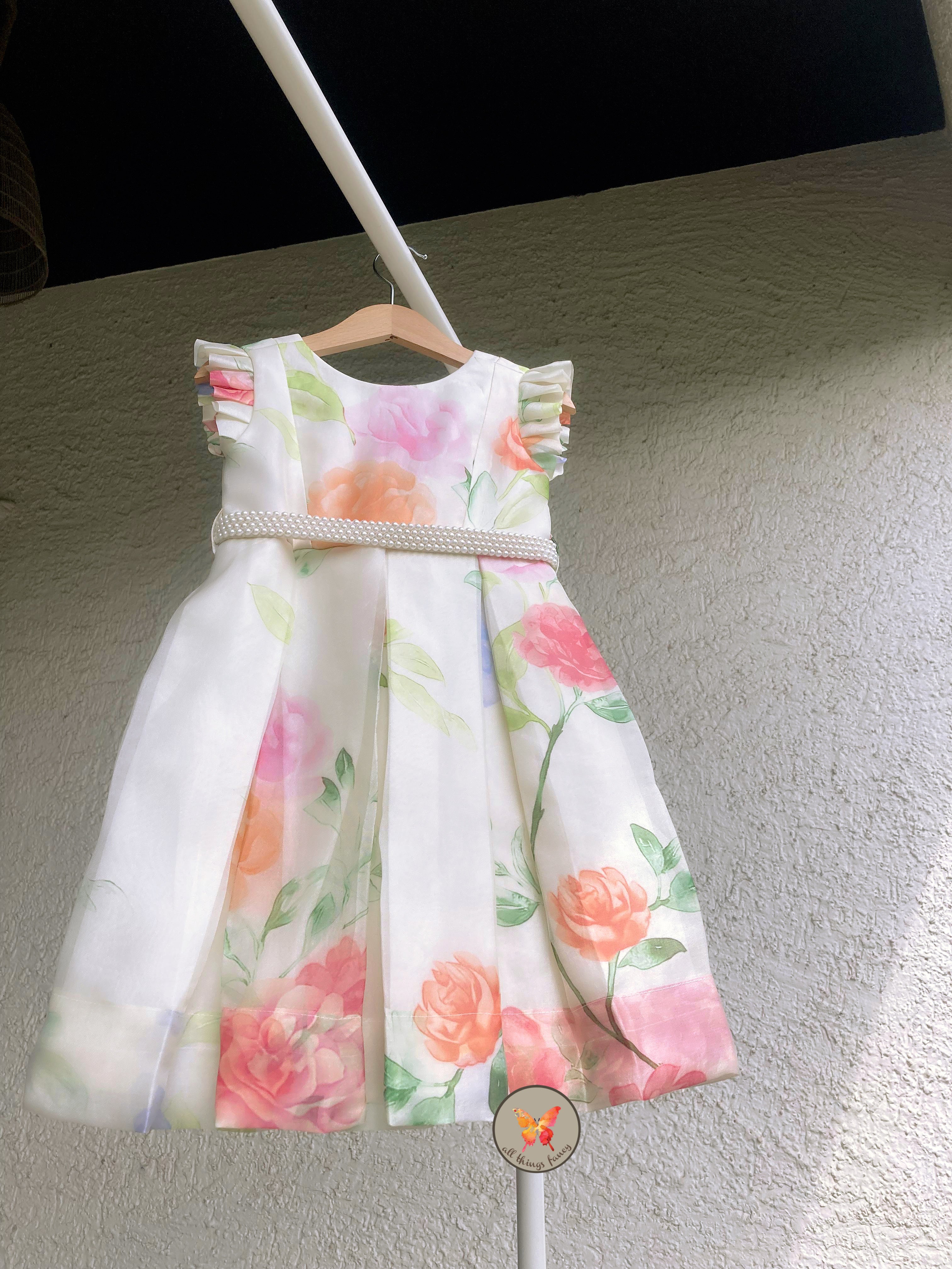 Floral Symphony Pearl Dress- Ivory