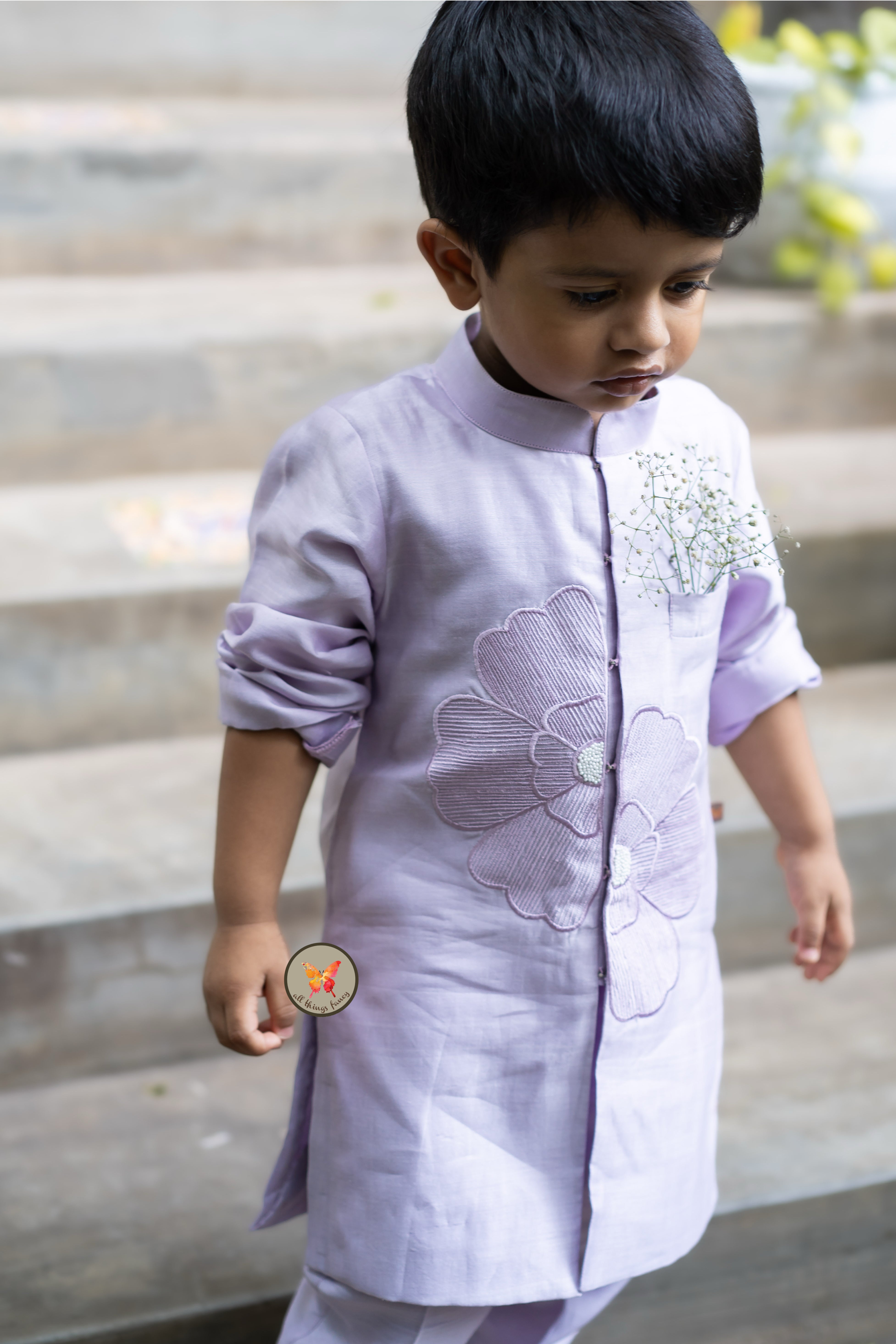 The Phool Kurta Set - Lavender