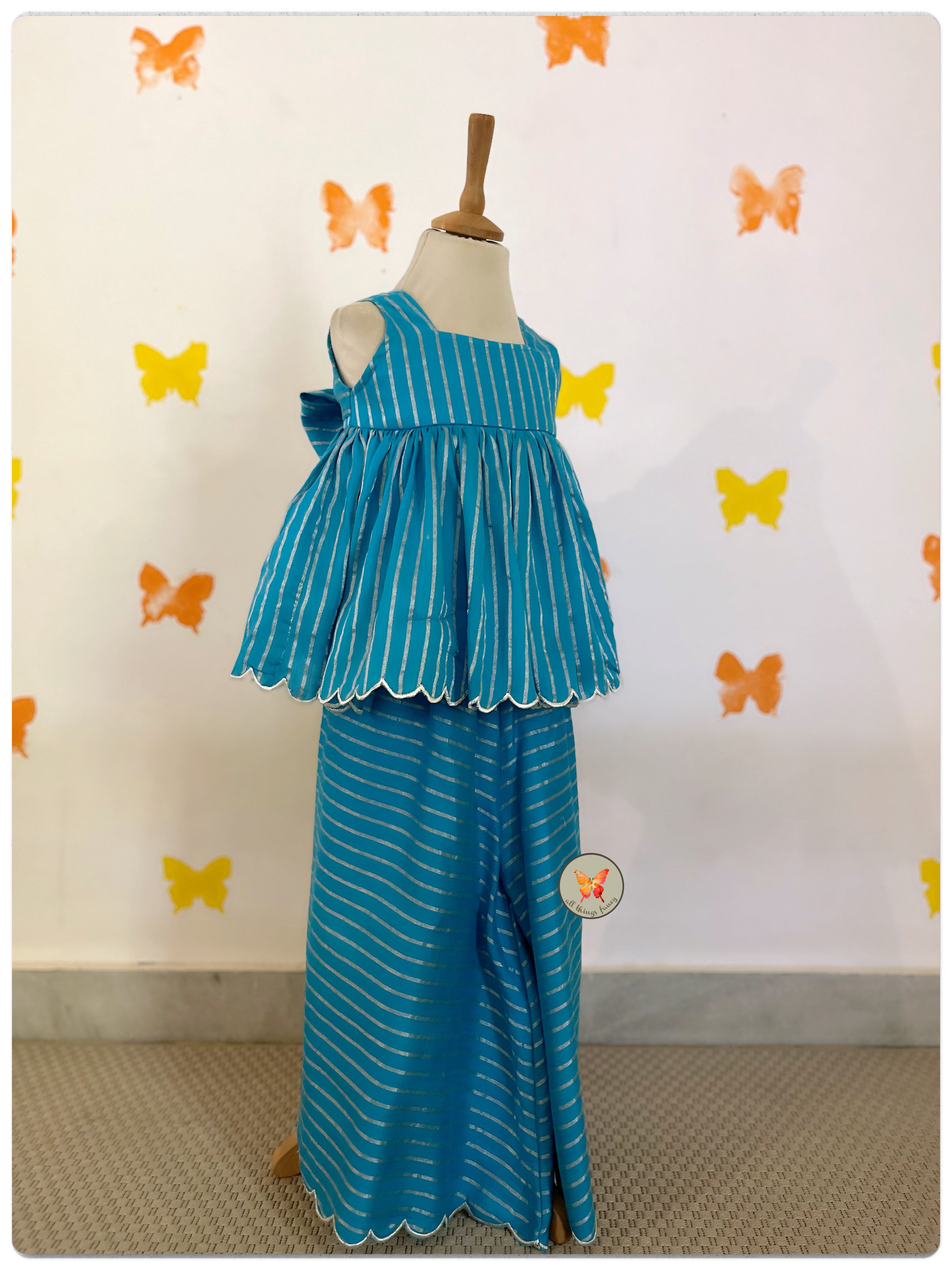 Sunahri line Firozi Sharara Set
